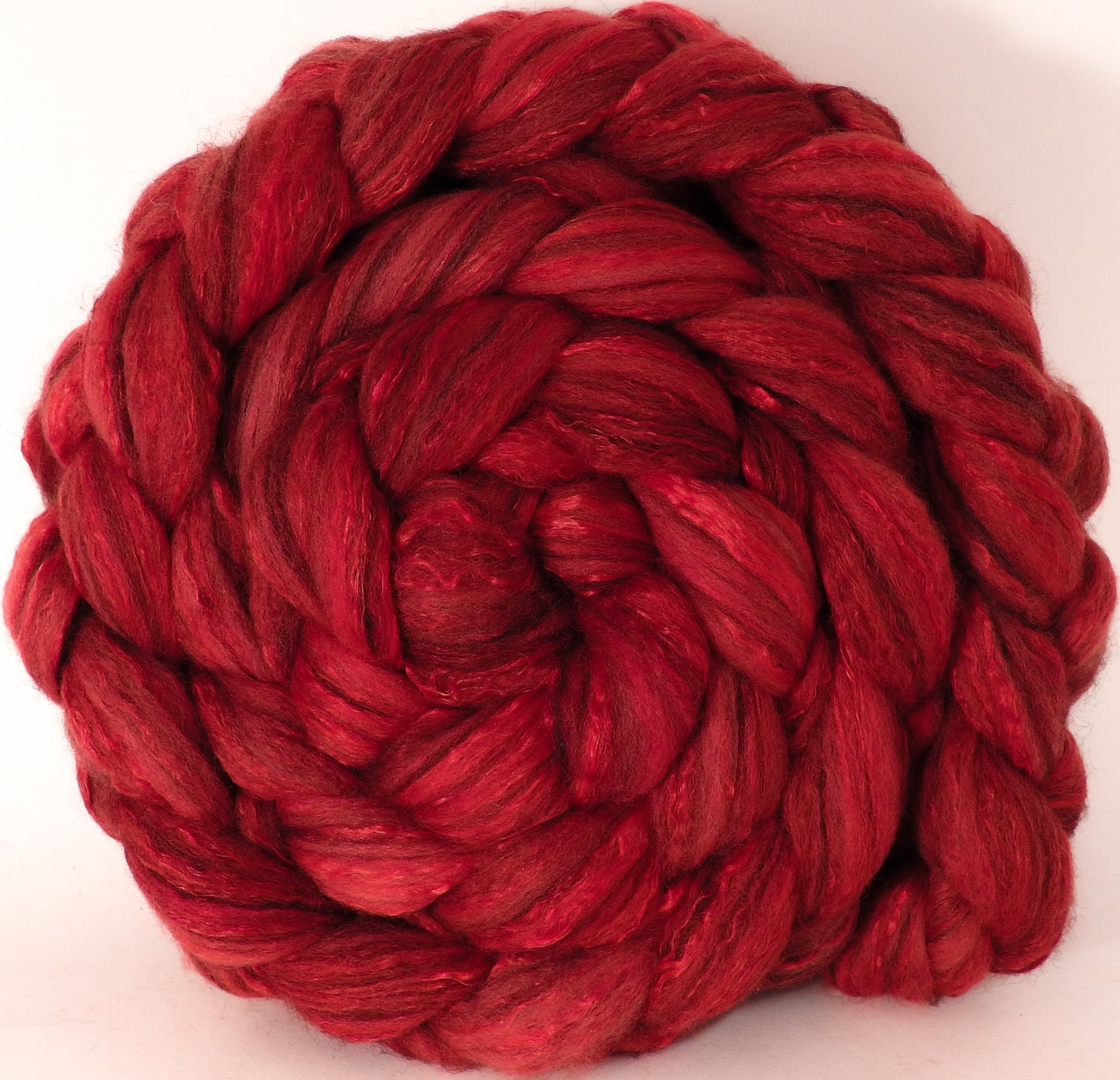 Batt in a Braid #47 - Poppy (5.5 oz) - Polwarth/ Zwartbles / Mulberry silk (50/25/25) - Inglenook Fibers