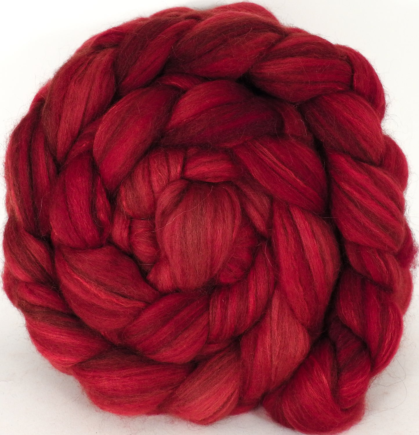 Hand dyed top for spinning - Poppy (5.6 oz) - 18.5 mic merino/ camel/ brown alpaca/ mulberry silk/ (40/20/20/20) - Inglenook Fibers