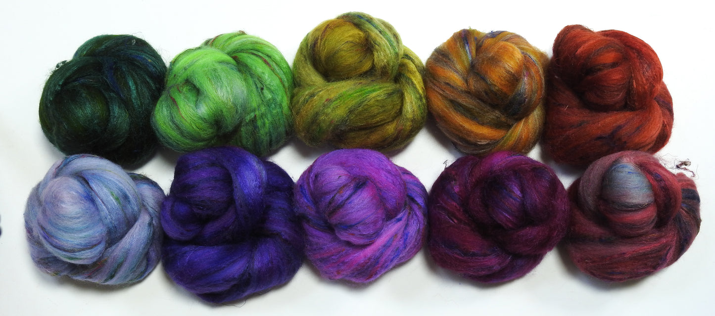 African Daisies (6.9 oz)- Set - Superfine Merino/ Tussah Silk / Sari Silk (60/25/15)