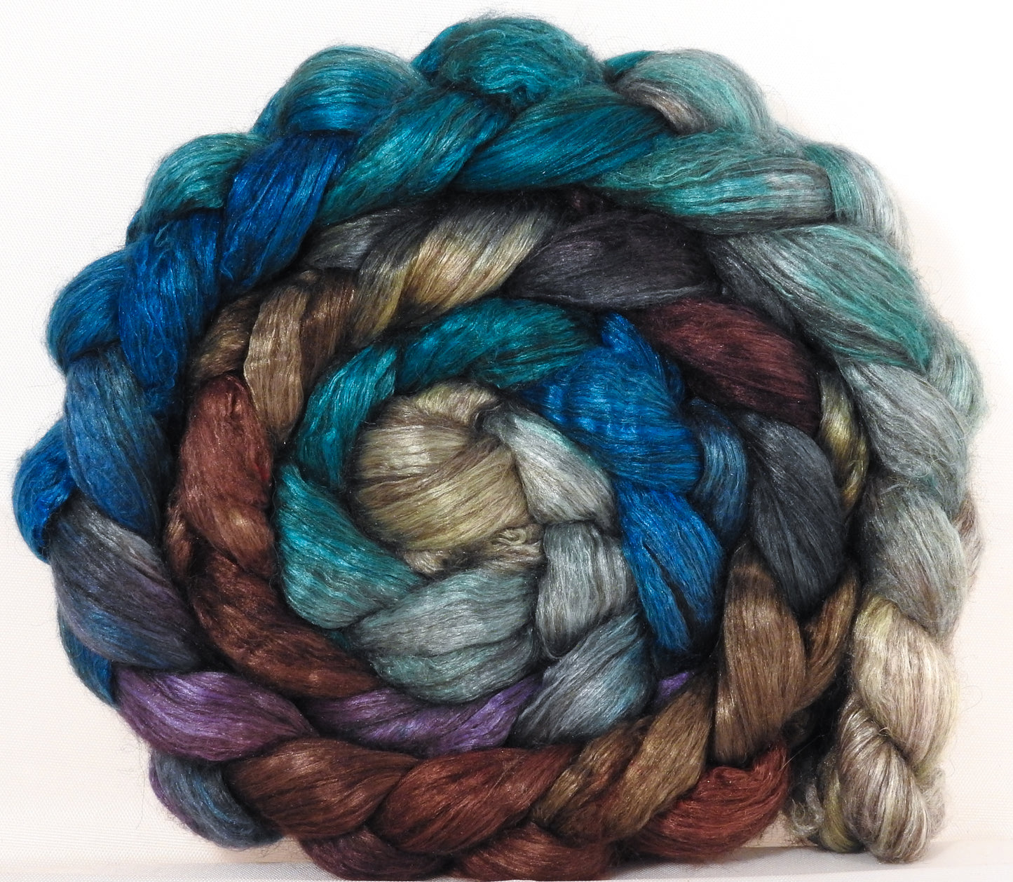 Yak/ mulberry silk top -Sea Turtle - yak /silk ( 50/50) - Inglenook Fibers