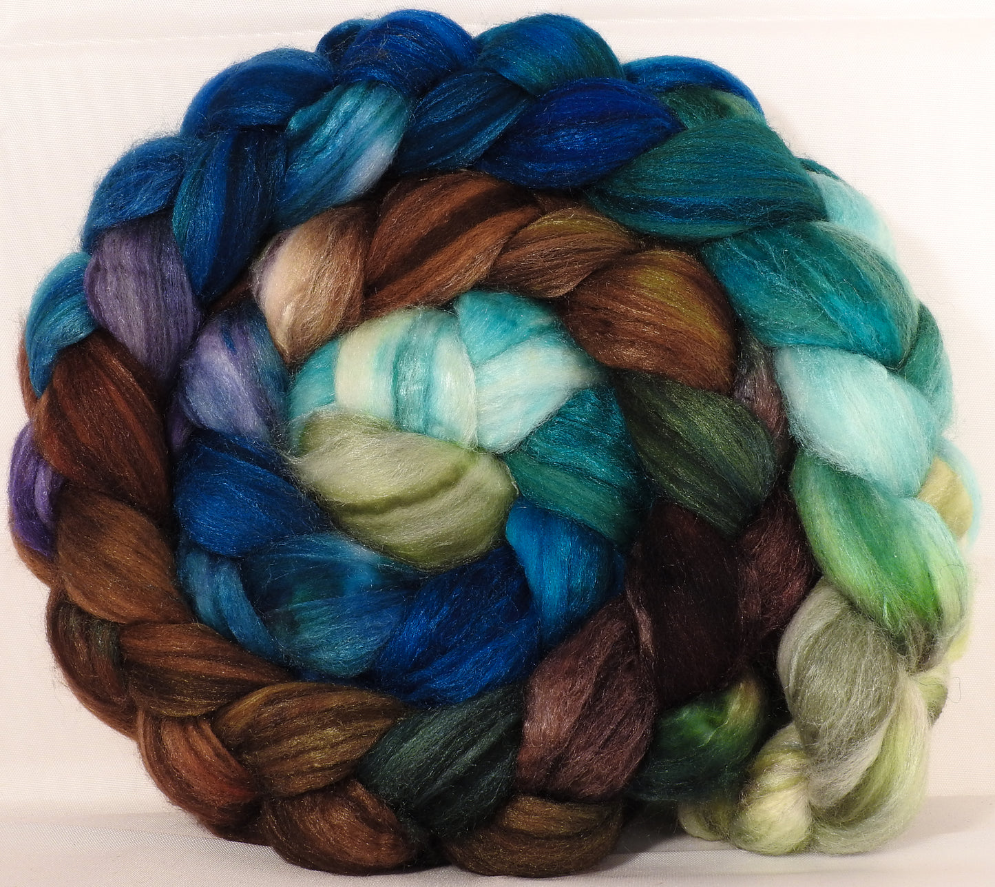 Batt in a Braid #35 - Sea Turtle - Sw Merino (18.5 mic) /Merino (18.5 mic) / Tussah Silk (40/40/20) - Inglenook Fibers