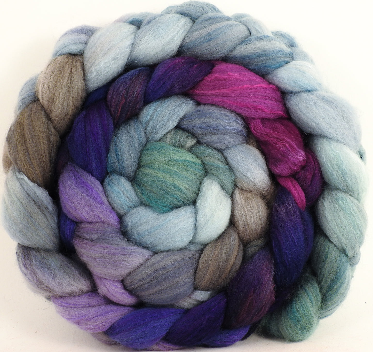 Hand dyed top for spinning - Earl Grey - Organic Polwarth / Tussah silk (80/20) - Inglenook Fibers