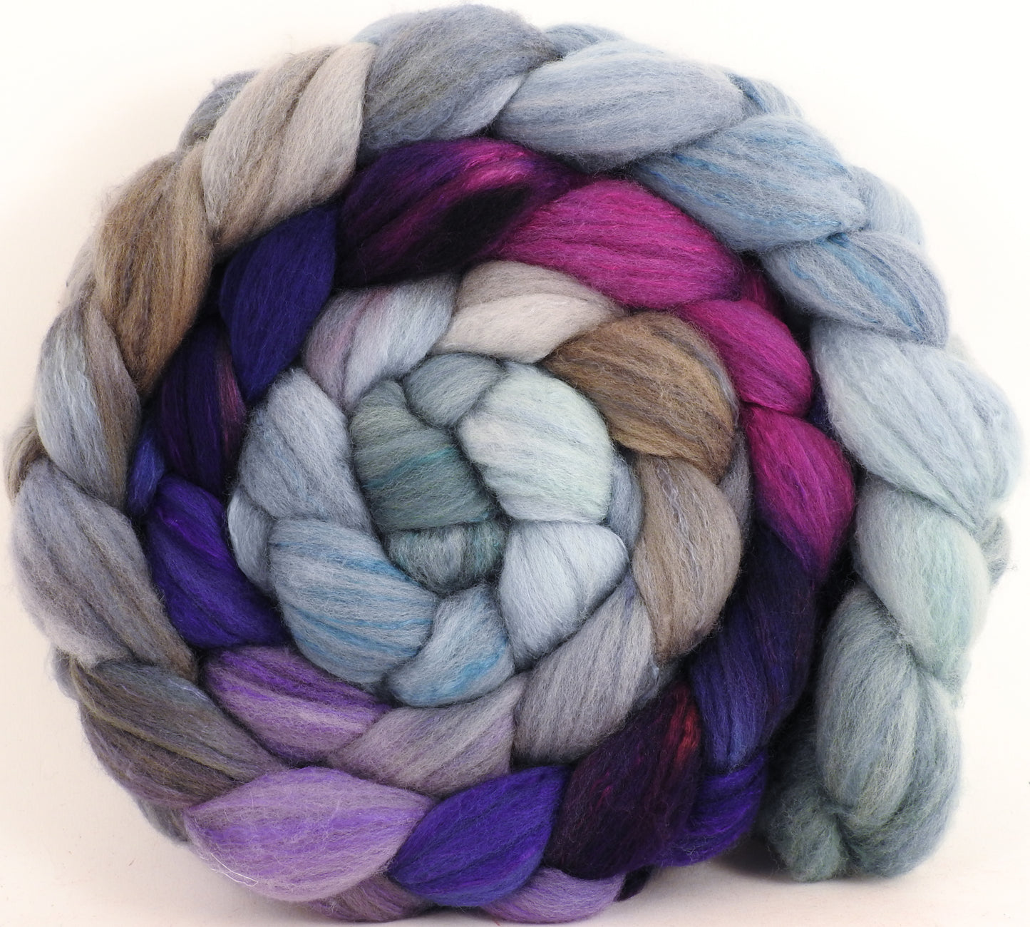 Hand dyed top for spinning - Earl Grey - Organic Polwarth / Tussah silk (80/20) - Inglenook Fibers
