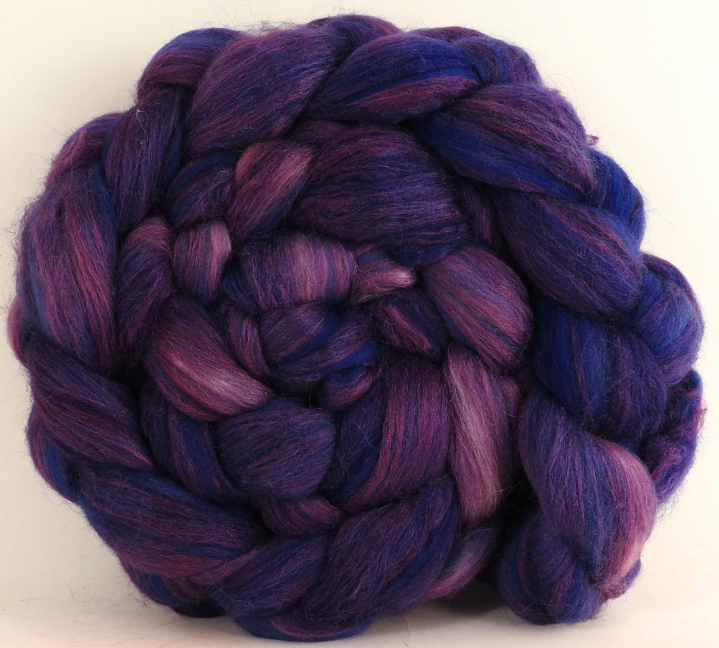 Heliotrope - Batt in a Braid #6 -(5.9 oz.) 1/3 Grey Baby Alpaca/1/3 Polwarth/ 1/3 Tussah Silk