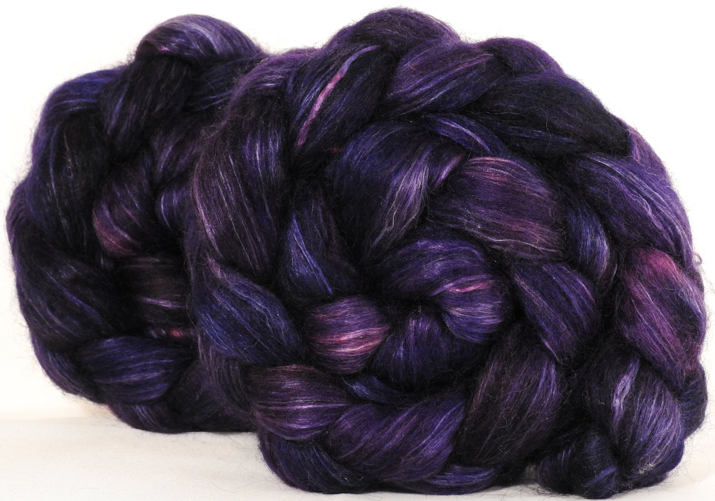 Wensleydale/ mulberry silk roving ( 65/35) - Damson Plum - (5.3 oz.) - Inglenook Fibers
