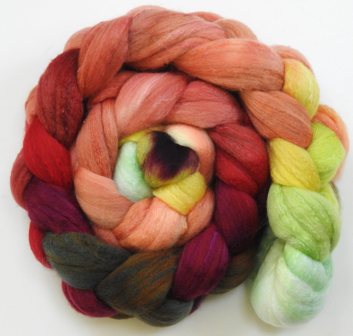 Icelandic Poppies (splotched) (5 oz)- Organic Polwarth / Mulberry silk (80/20)