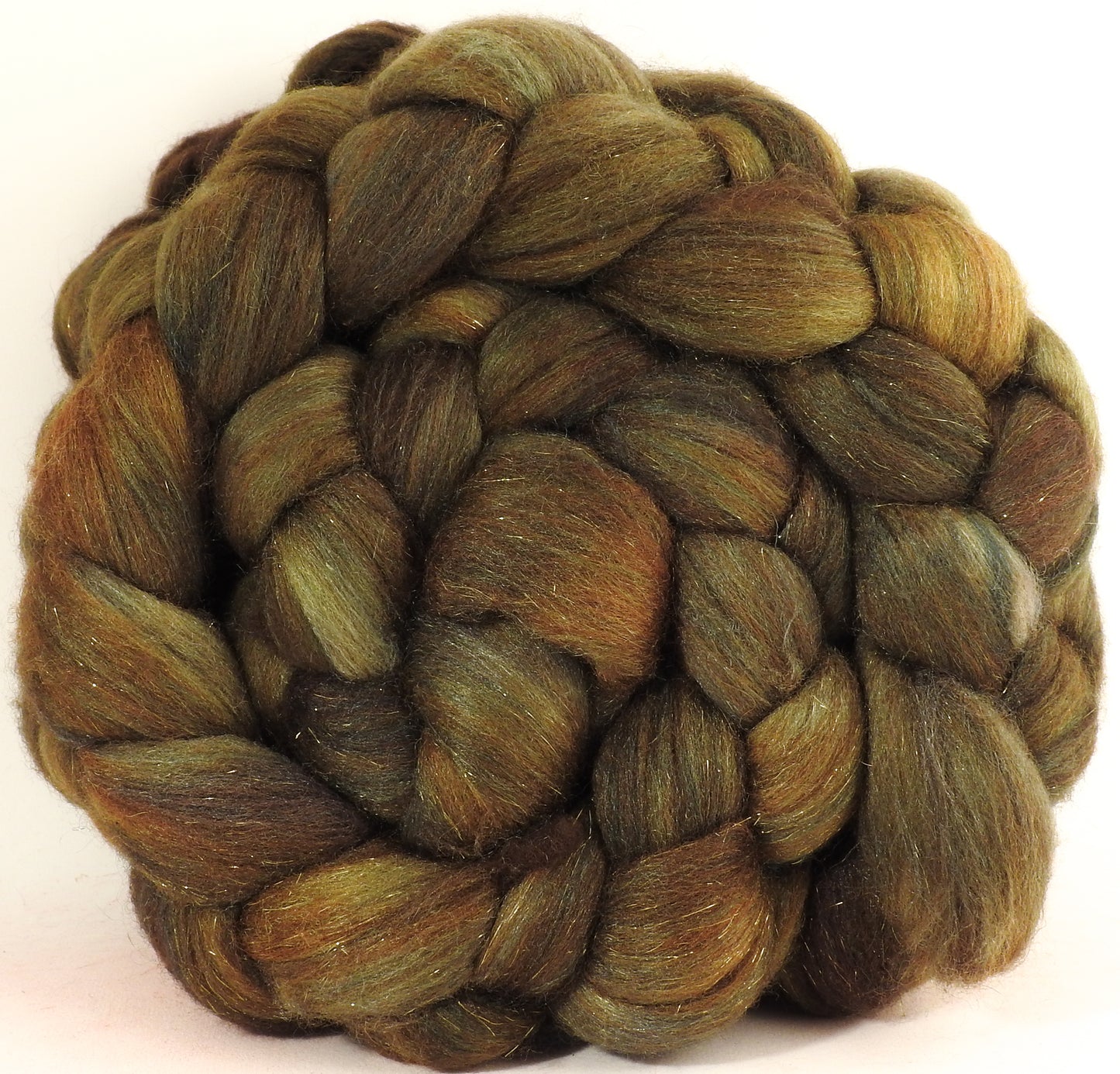 Bronze - Batt in a Braid #53- YAK/ Tussah silk/ Superfine Merino/Gold Stellina(30/30/30/10)