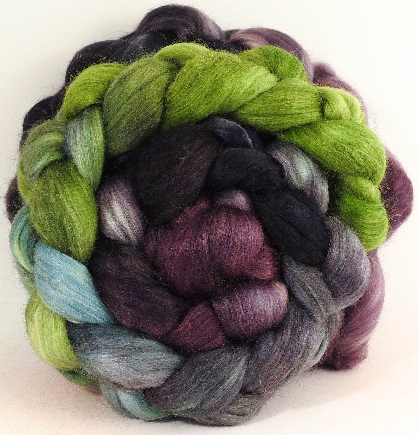 Symbiosis- Batt in a Braid #52- Wensleydale/ Mulberry silk/ Polwarth (60/25/15)