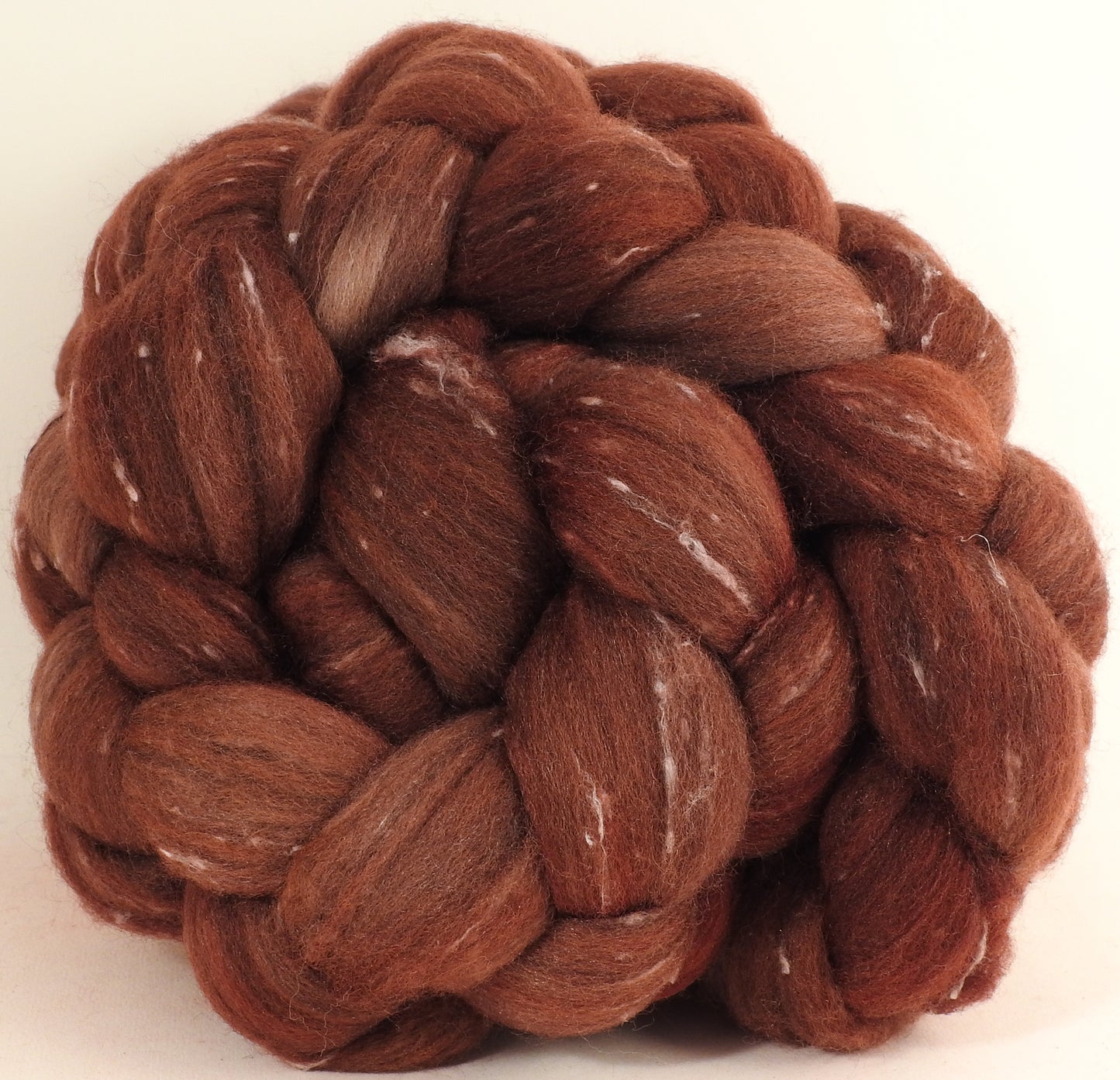 Batt in a Braid #42 - Petrified Wood -(4.4 oz) Polwarth/ Tweed Blend / Peduncle&Tussah Silk( 50/25/25)