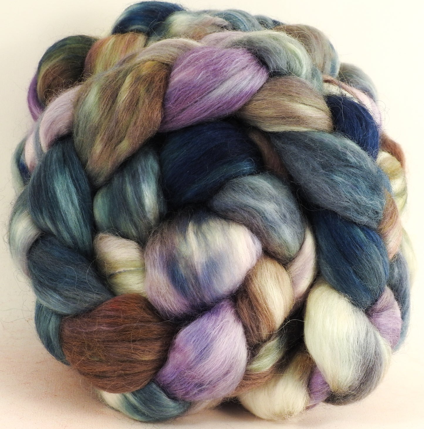 Oysters (5.3 oz) - Batt in a Braid #52- Wensleydale/ Mulberry silk/ Polwarth (60/25/15)