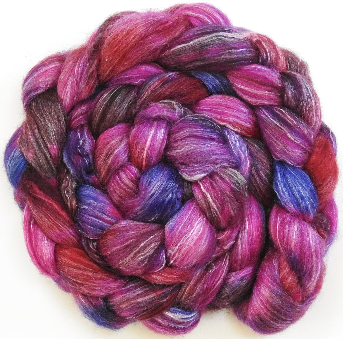 Tart- Batt in a Braid #57- Camel/Baby Alpaca/Mint fiber (50/25/25)