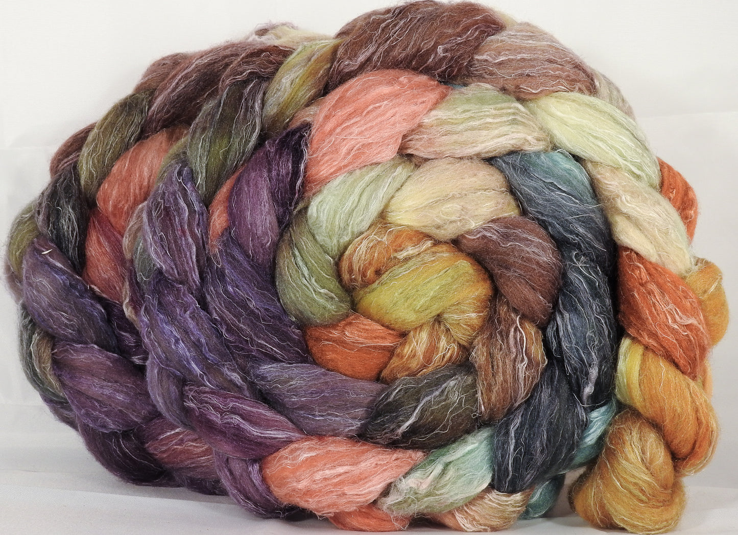 Batt in a Braid #29 - Camel Rider (6.2 oz.) Rambouillet / Tussah / Flax (40/40/20) - Inglenook Fibers