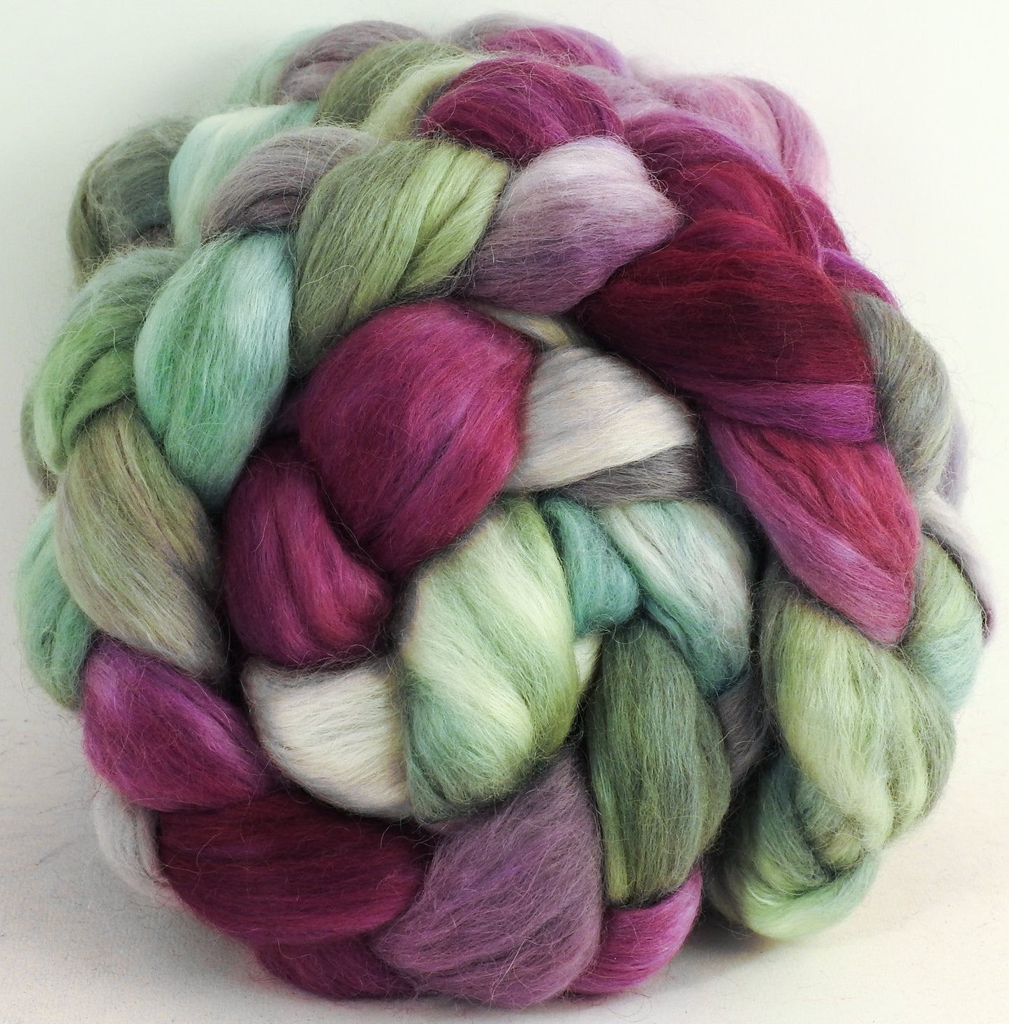 Lady Slipper (5.5 oz) - Batt in a Braid #52- Wensleydale/ Mulberry silk/ Polwarth (60/25/15)