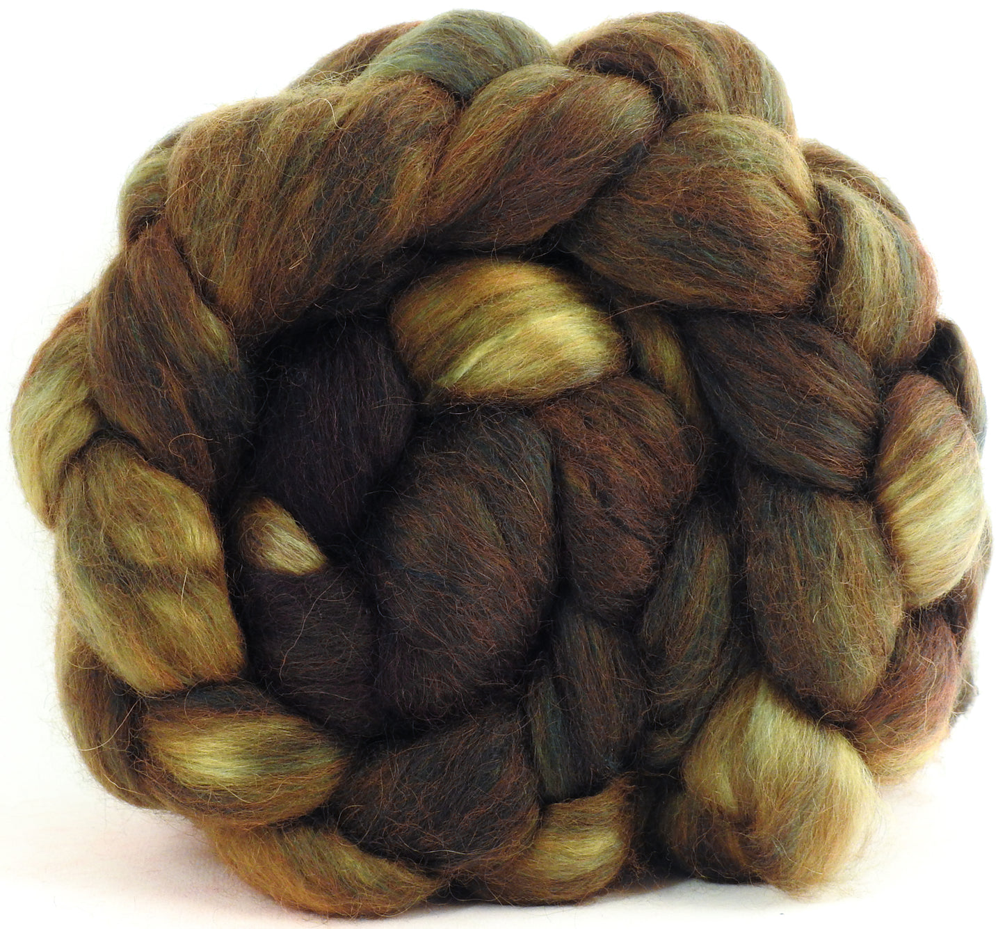 Bracken (5.9 oz) - Batt in a Braid #52- Wensleydale/ Mulberry silk/ Polwarth (60/25/15)