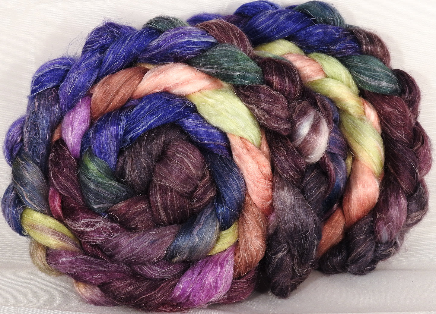 Tussah Silk / flax roving (65/35)- Fresh Fig - 5.2 oz. - Inglenook Fibers
