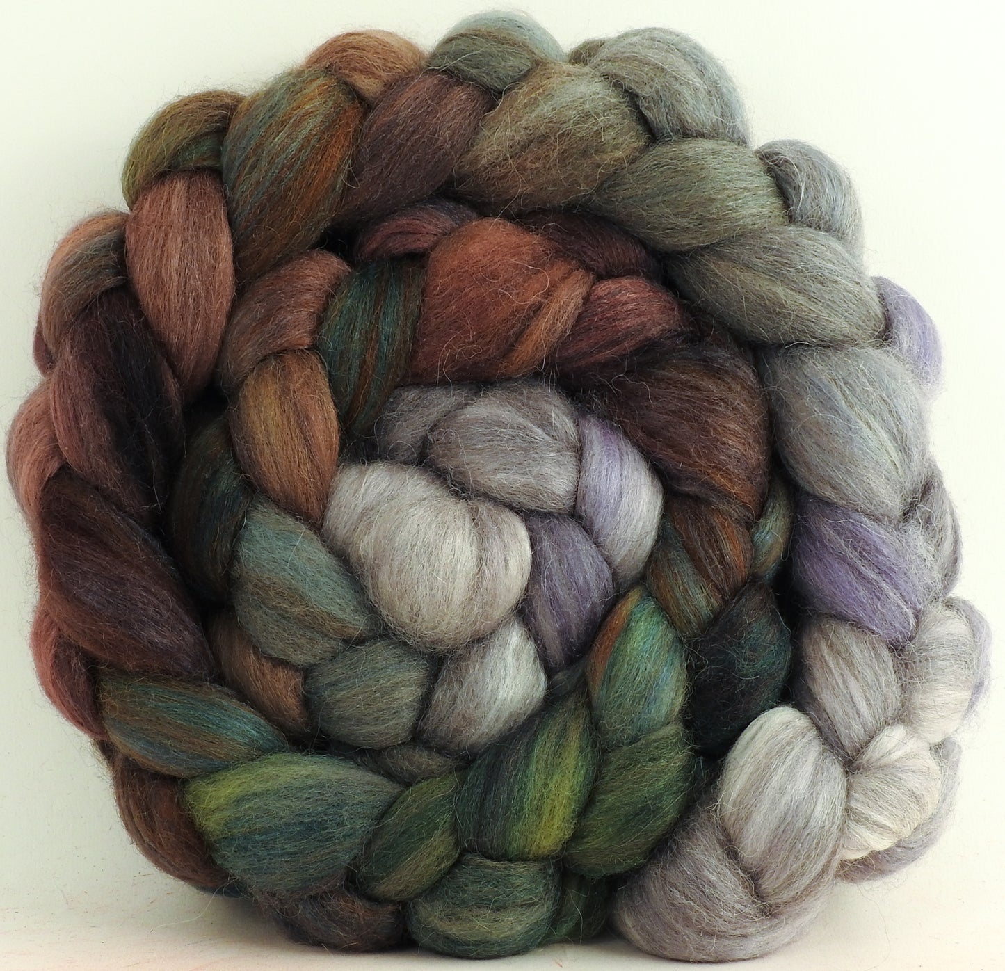Winter Wren (5.7 oz) - Batt in a Braid #6 - 1/3 Grey Baby Alpaca/1/3 Polwarth/ 1/3 Tussah Silk