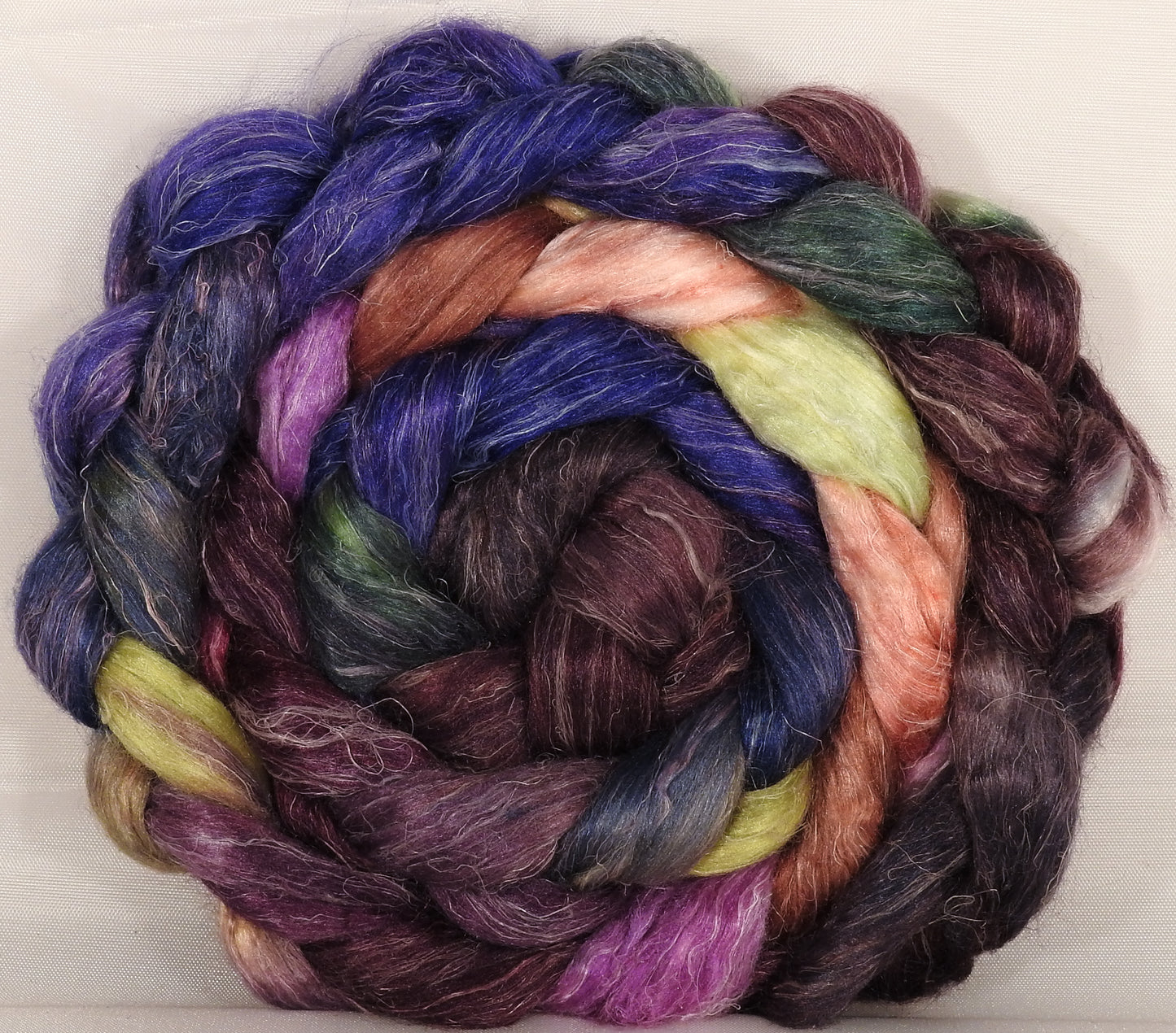 Tussah Silk / flax roving (65/35)- Fresh Fig - 5.2 oz. - Inglenook Fibers
