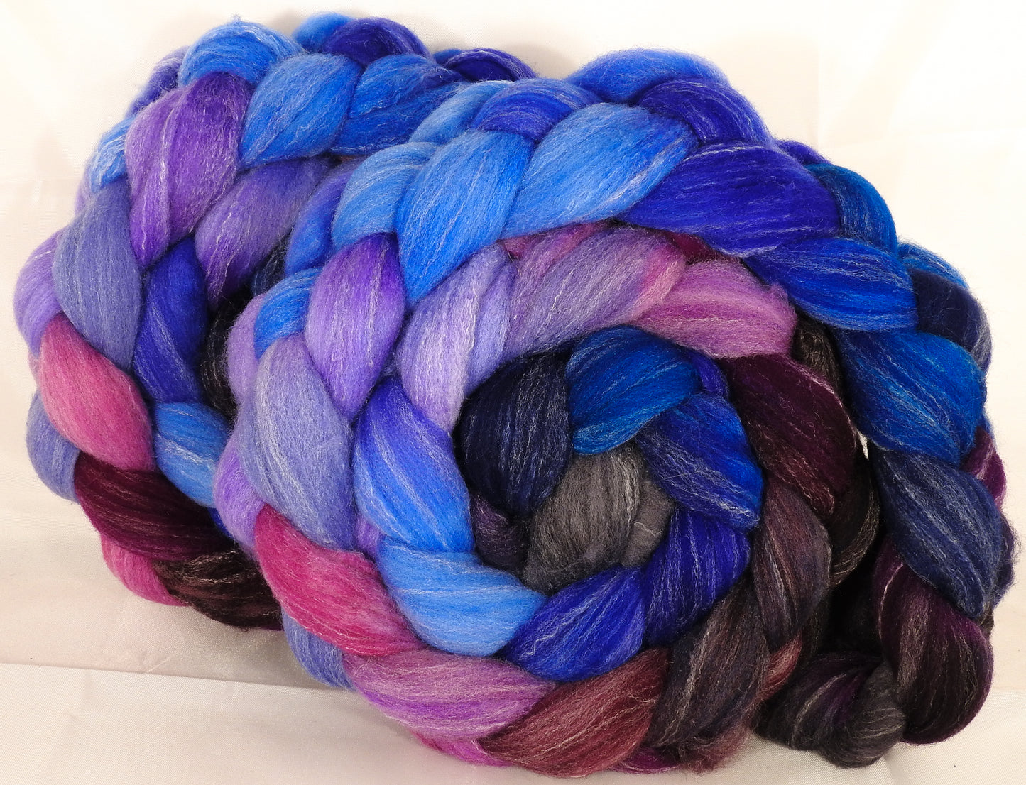 Hand dyed top for spinning -Night Light- (5.15 oz.) Targhee/silk/ bamboo ( 80/10/10) - Inglenook Fibers