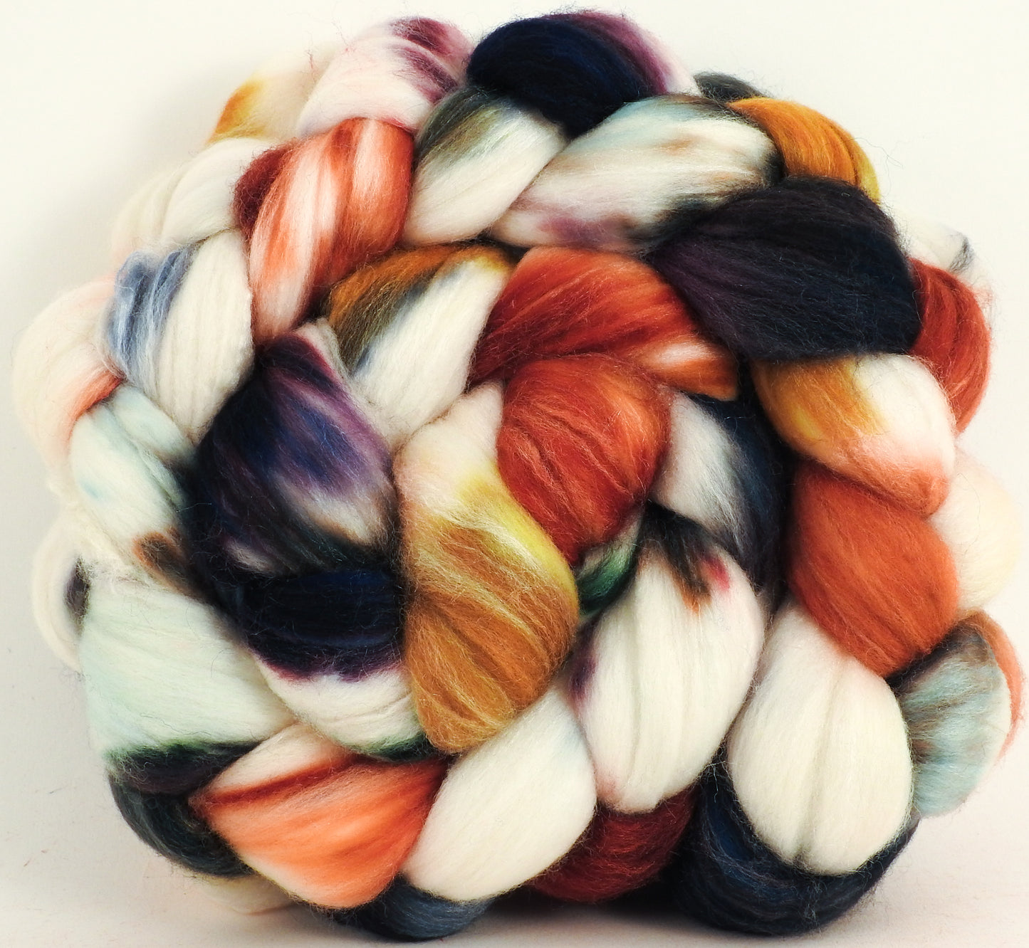 Batt in a Braid #35 -Scholarly (5.5 oz.) - Sw Merino (18.5 mic) /Merino (18.5 mic) / Tussah Silk (40/40/20) - Inglenook Fibers