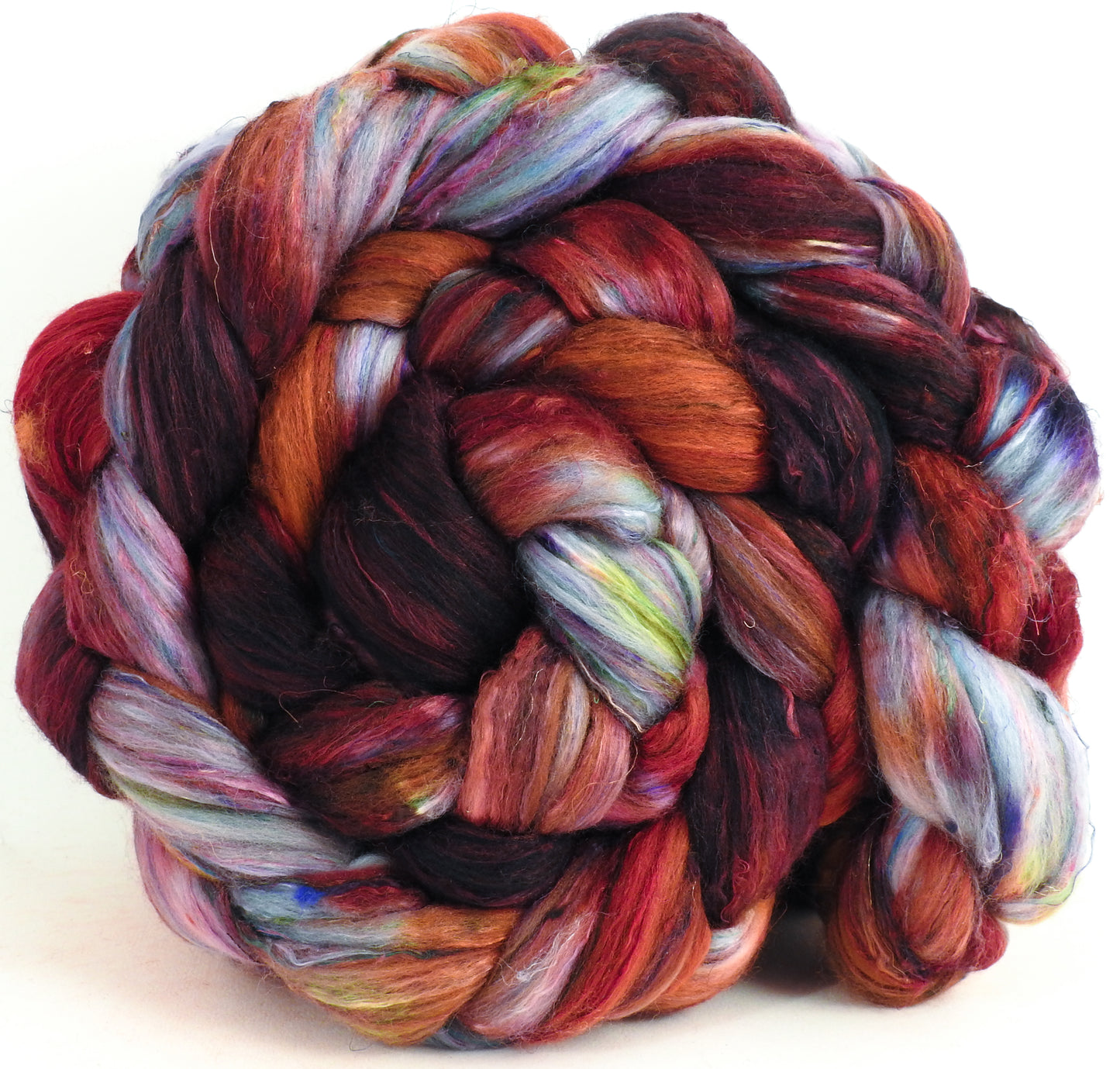 Heartbeat - Batt in a Braid #39 -Falkland Merino/ Mulberry Silk / Sari Silk (50/25/25)- Fusion Series