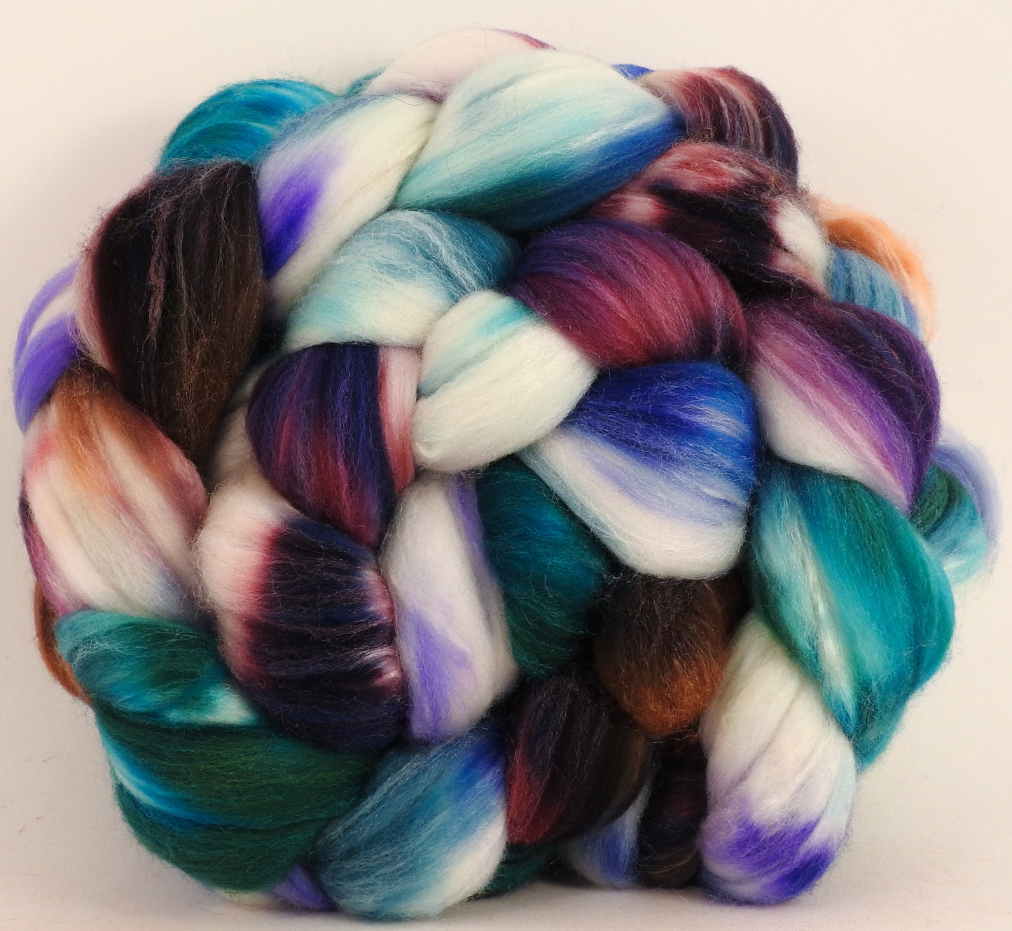 Batt in a Braid #35- Argyle Socks (5.4 oz.) - Sw Merino (18.5 mic) /Merino (18.5 mic) / Tussah Silk (40/40/20) - Inglenook Fibers