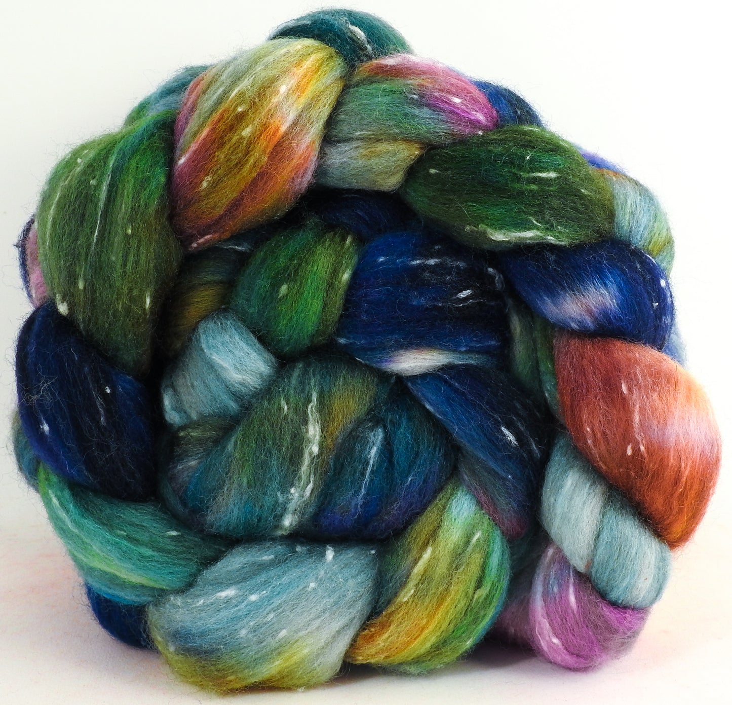 Mind Palace - Batt in a Braid #42 -(5.4 oz) Polwarth/ Tweed Blend / Peduncle&Tussah Silk( 50/25/25)-Fusion Series