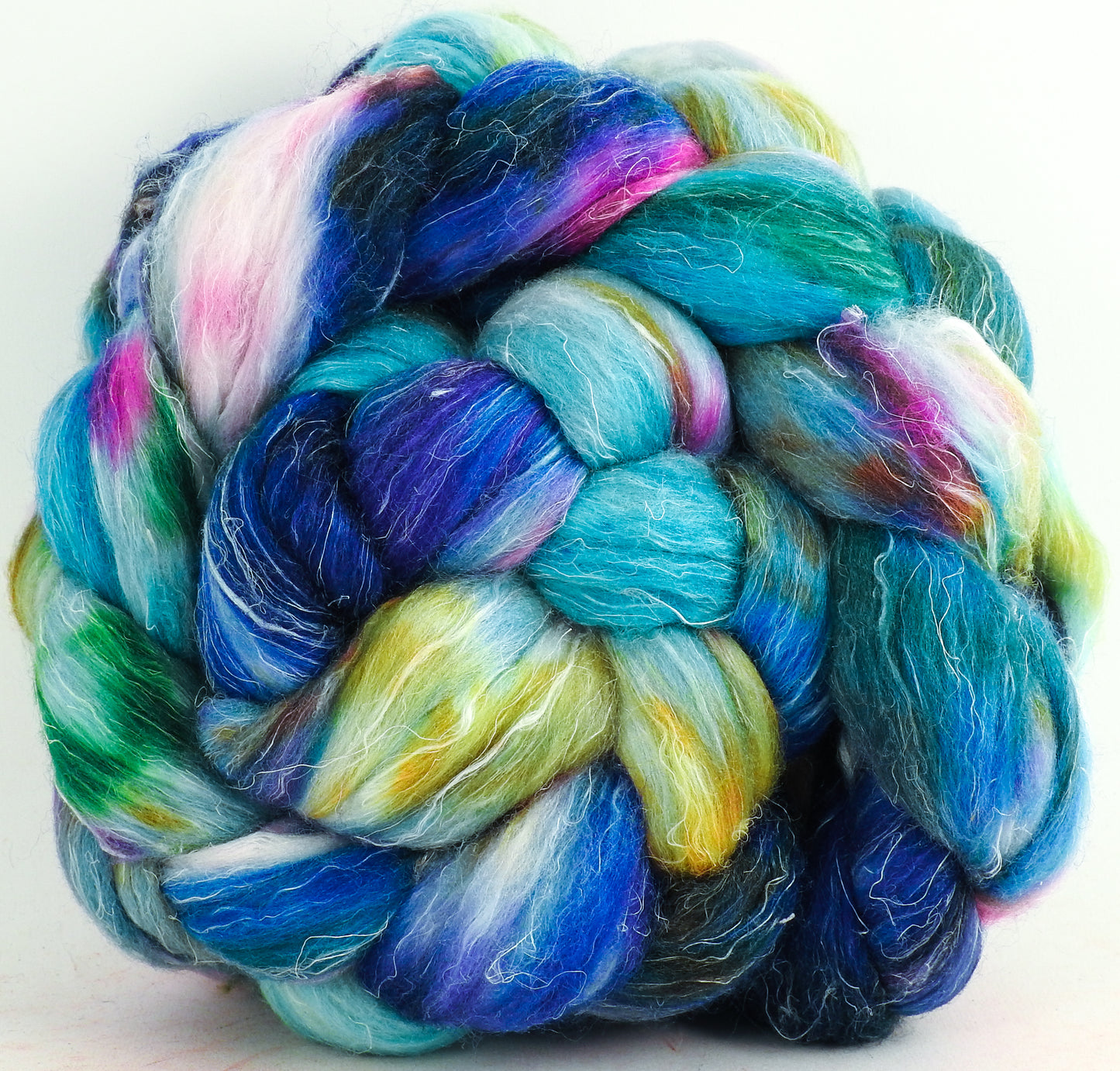 Mind Palace - (5.5 oz) - Batt in a Braid #29 - Rambouillet / Tussah / Flax (40/40/20)- Fusion Series