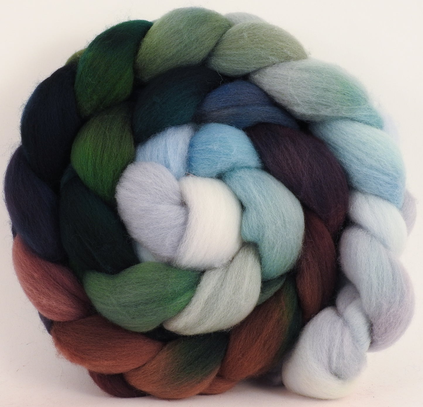 Hand dyed top for spinning -Sleigh Ride -(5.35 oz.) Organic polwarth - Inglenook Fibers