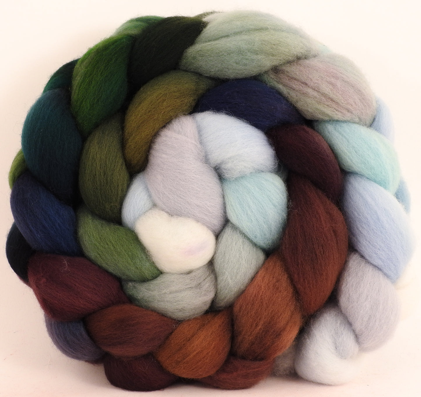 Hand dyed top for spinning -Sleigh Ride -(5.35 oz.) Organic polwarth - Inglenook Fibers