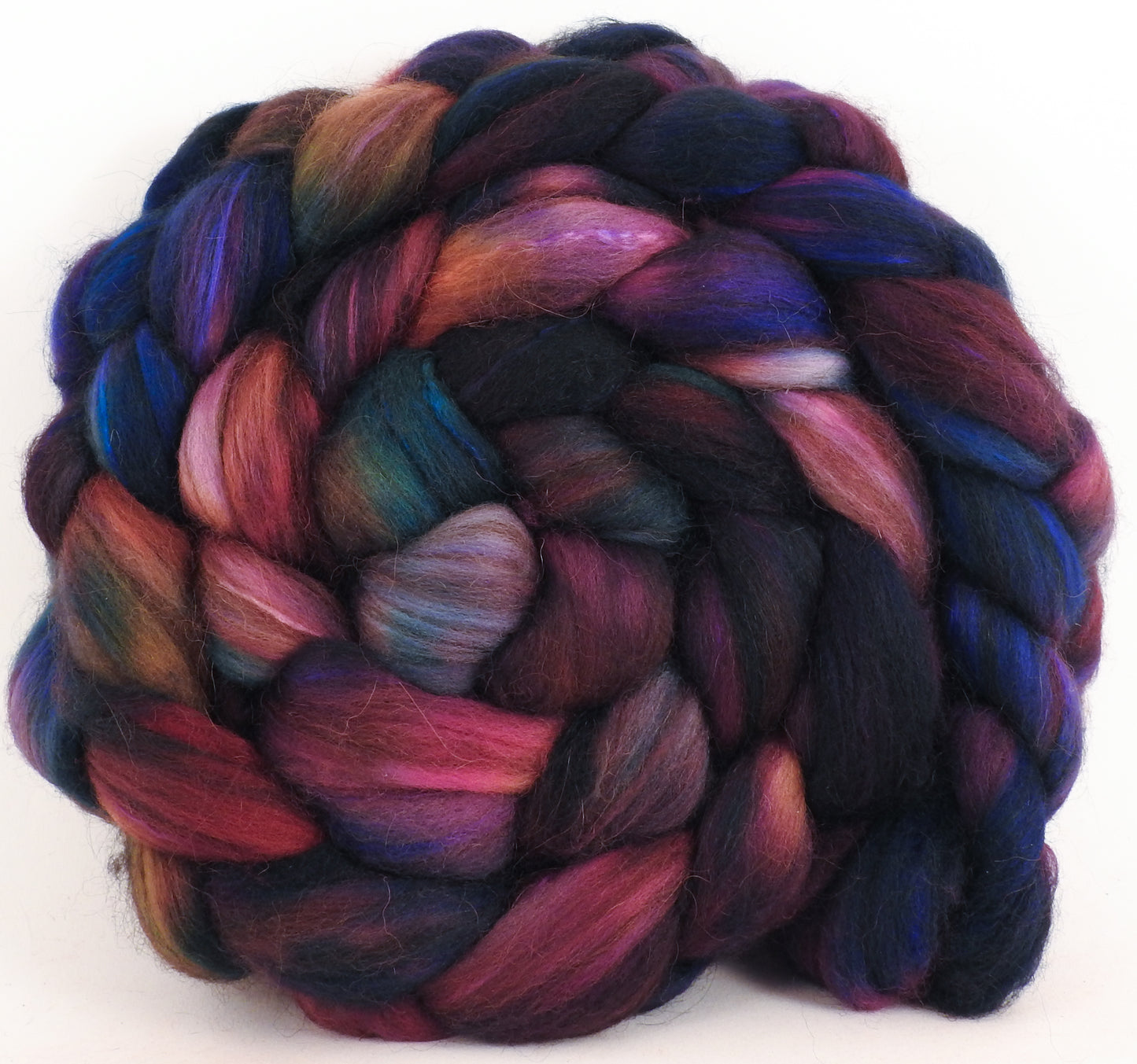 Hand dyed top for spinning -Heartbeat - 18.5 mic merino/ camel/ brown alpaca/ mulberry silk/ (40/20/20/20) - Inglenook Fibers