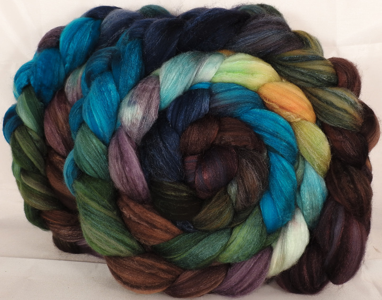 Batt in a Braid #35 -Selkie- (6.1 oz.) Sw Merino (18.5 mic) /Merino (18.5 mic) / Tussah Silk (40/40/20) - Inglenook Fibers