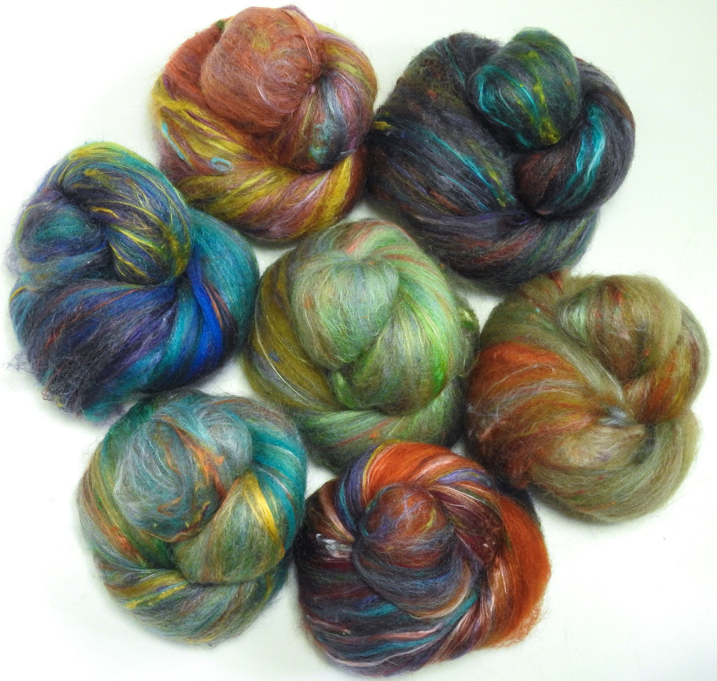 Aging Gracefully -NON- Sparkle Sticklebatts(4.2 oz) -YAK, Border Leicester/ CVM/ RamboX fleece; polwarth, merino, silk, bamboo, silk noil