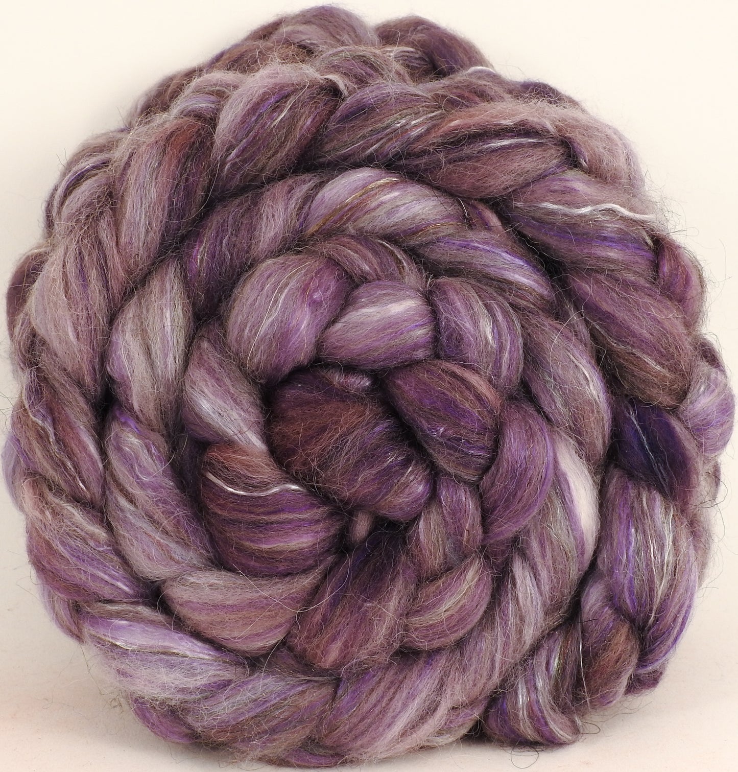 Batt in a Braid #31- Squirrel-( 5.4 oz. ) - Polwarth/ Mulberry Silk / Baby Alpaca / Rainbow Firestar/ Tencel( 40/25/15/10/10) - Inglenook Fibers