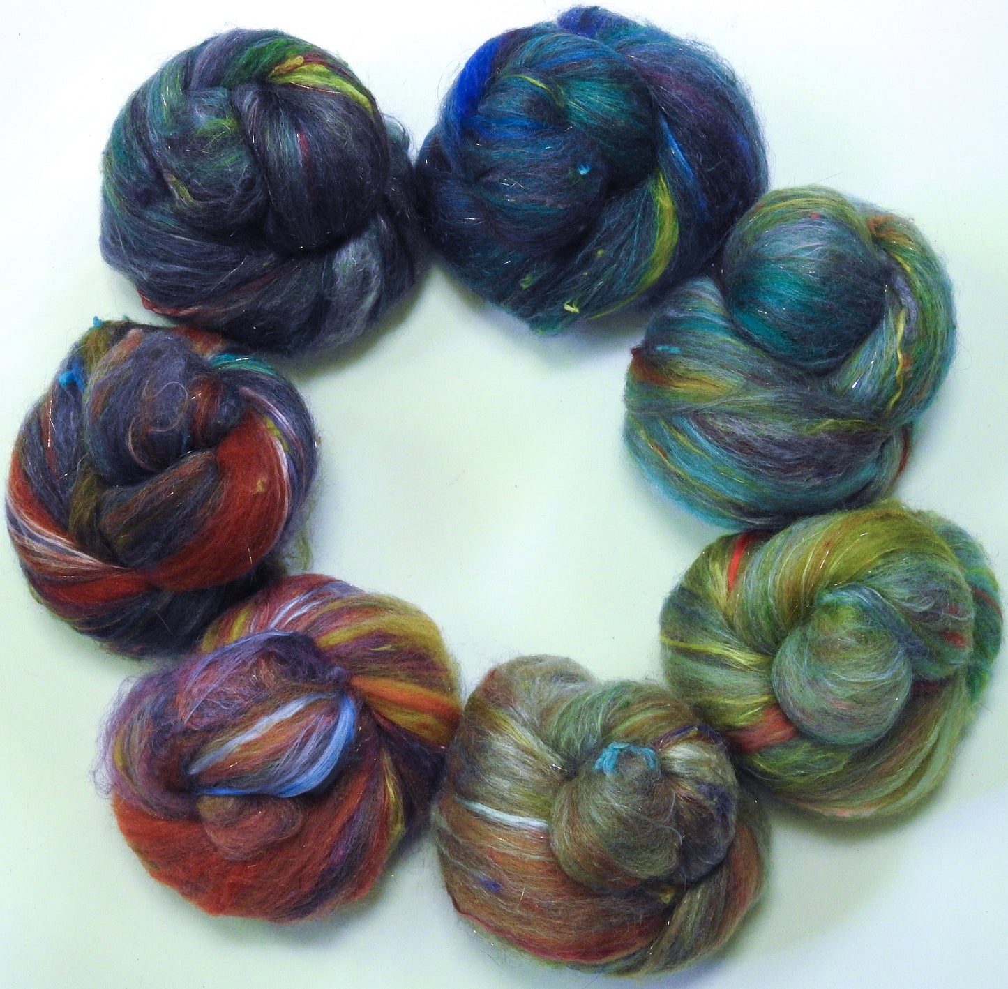 Aging Gracefully - Sparkle Sticklebatts(4.3 oz) -YAK, Border Leicester/ CVM/ RamboX fleece; polwarth, merino, silk, bamboo, silk noil, ANGELINA