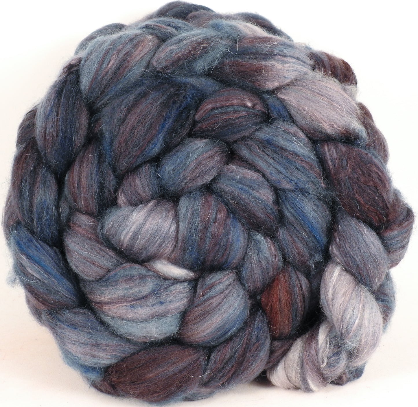 Batt in a Braid #5 -Licorice -(5.4 oz.) Merino/ Camel/ silk/ faux cashmere/ firestar (25/25/25/12/12) - Inglenook Fibers