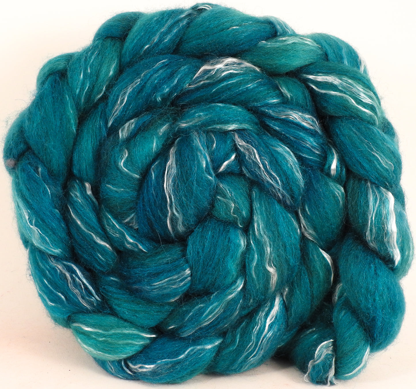 Batt in a Braid #17 - Fairy Pools -(5.1 oz.) Grey Corriedale/ Tussah silk/ Tencel (50/25/25) - Inglenook Fibers