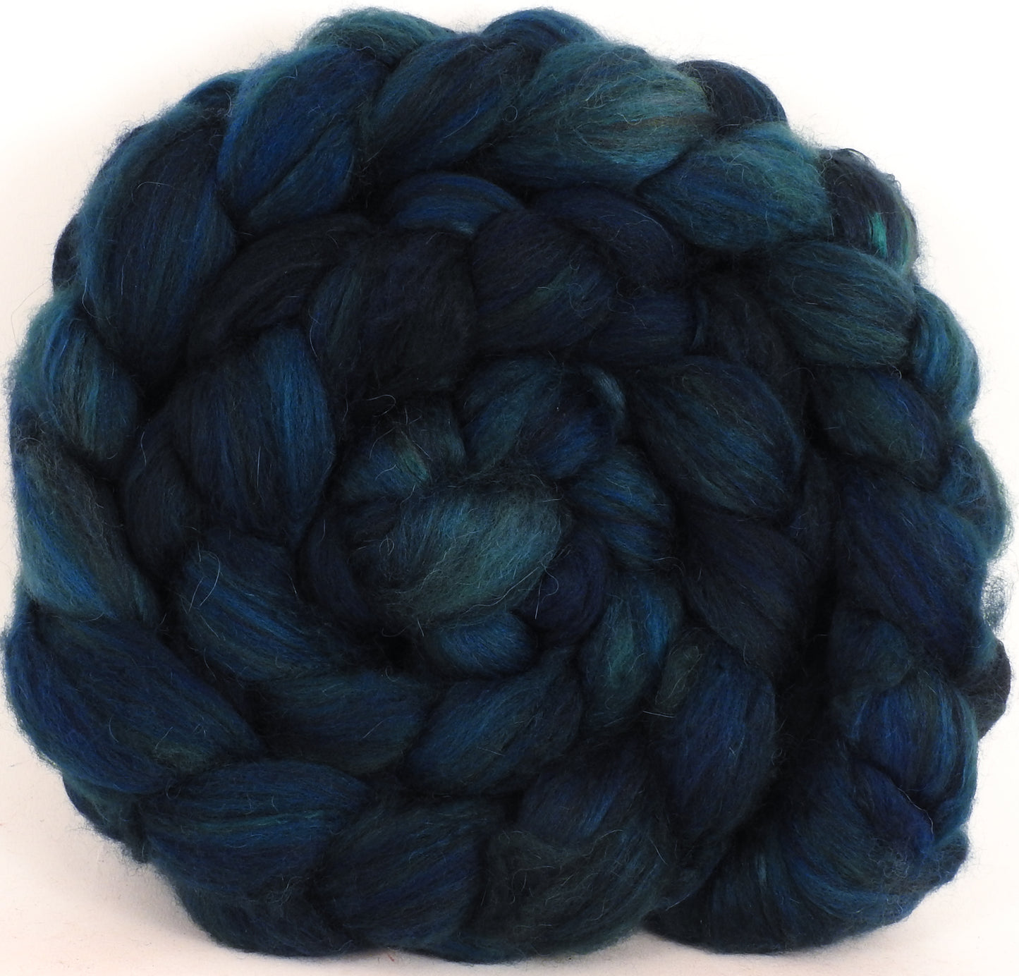 Batt in a Braid #5 -Leviathan-(5.4 oz.) Merino/ Camel/ silk/ faux cashmere/ firestar (25/25/25/12/12) - Inglenook Fibers