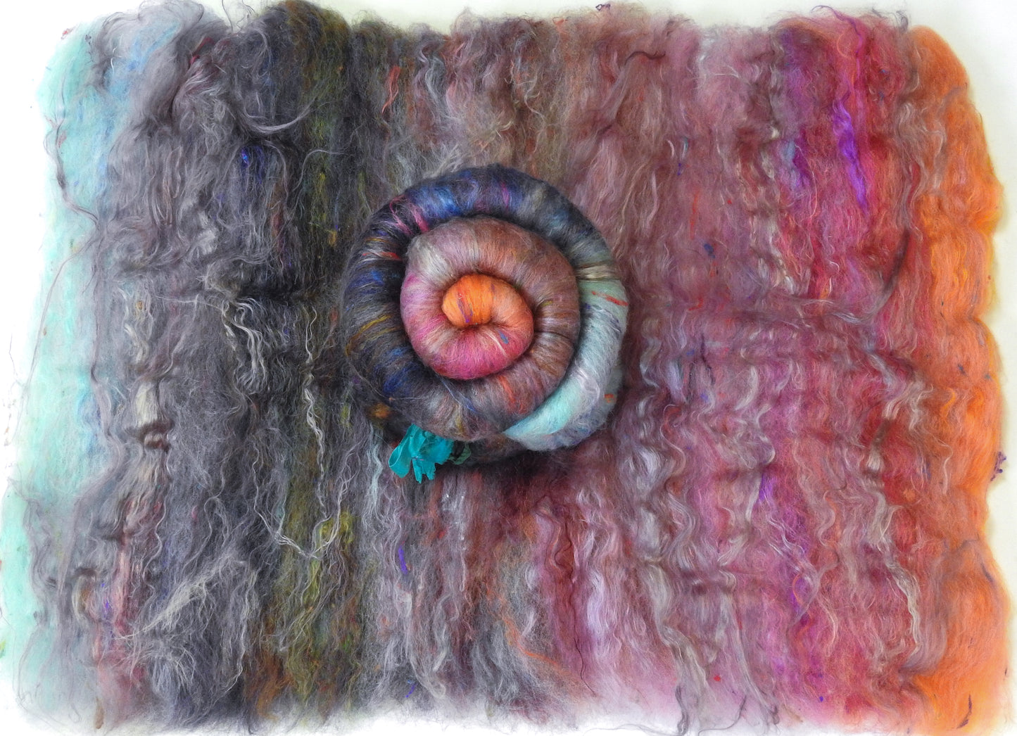 Demoiselles Coiffées-Non-Sparkle Roly-Poly Batts - (3.9 oz)- 30% Corriedale X & Border Leicester/CVM/Rambo fleeces; polwarth, merino, silk, bamboo, silk noil