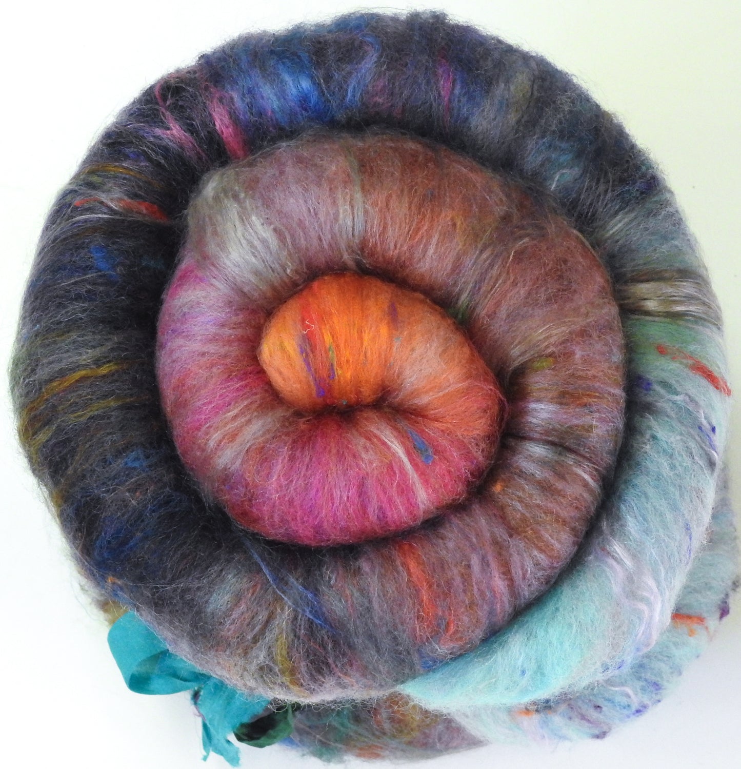 Demoiselles Coiffées-Non-Sparkle Roly-Poly Batts - (3.9 oz)- 30% Corriedale X & Border Leicester/CVM/Rambo fleeces; polwarth, merino, silk, bamboo, silk noil