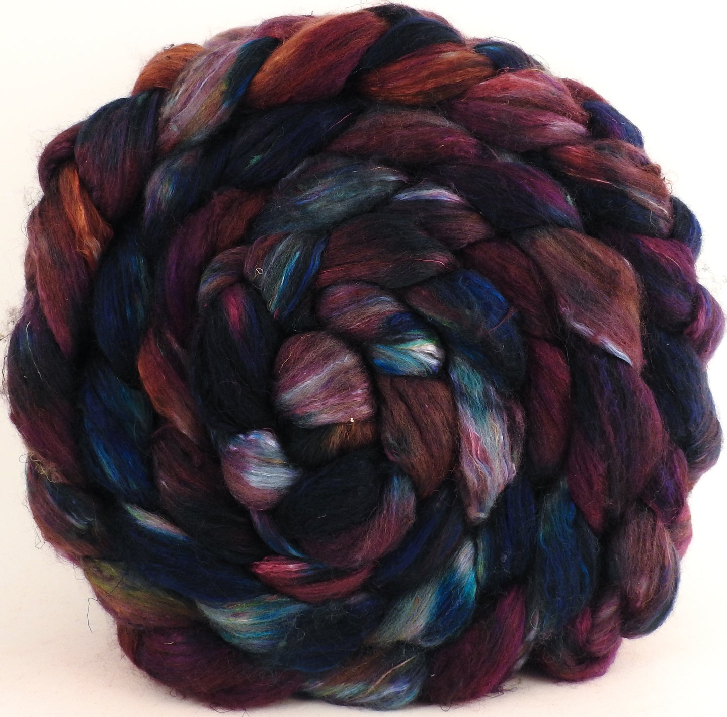 Batt in a Braid #39 - Singular 11- Falkland Merino/ Mulberry Silk / Sari Silk (50/25/25) - Inglenook Fibers
