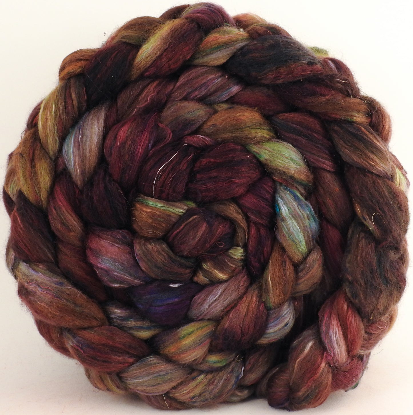 Batt in a Braid #39 - Singular 9 (5.6 oz) - Falkland Merino/ Mulberry Silk / Sari Silk (50/25/25) - Inglenook Fibers