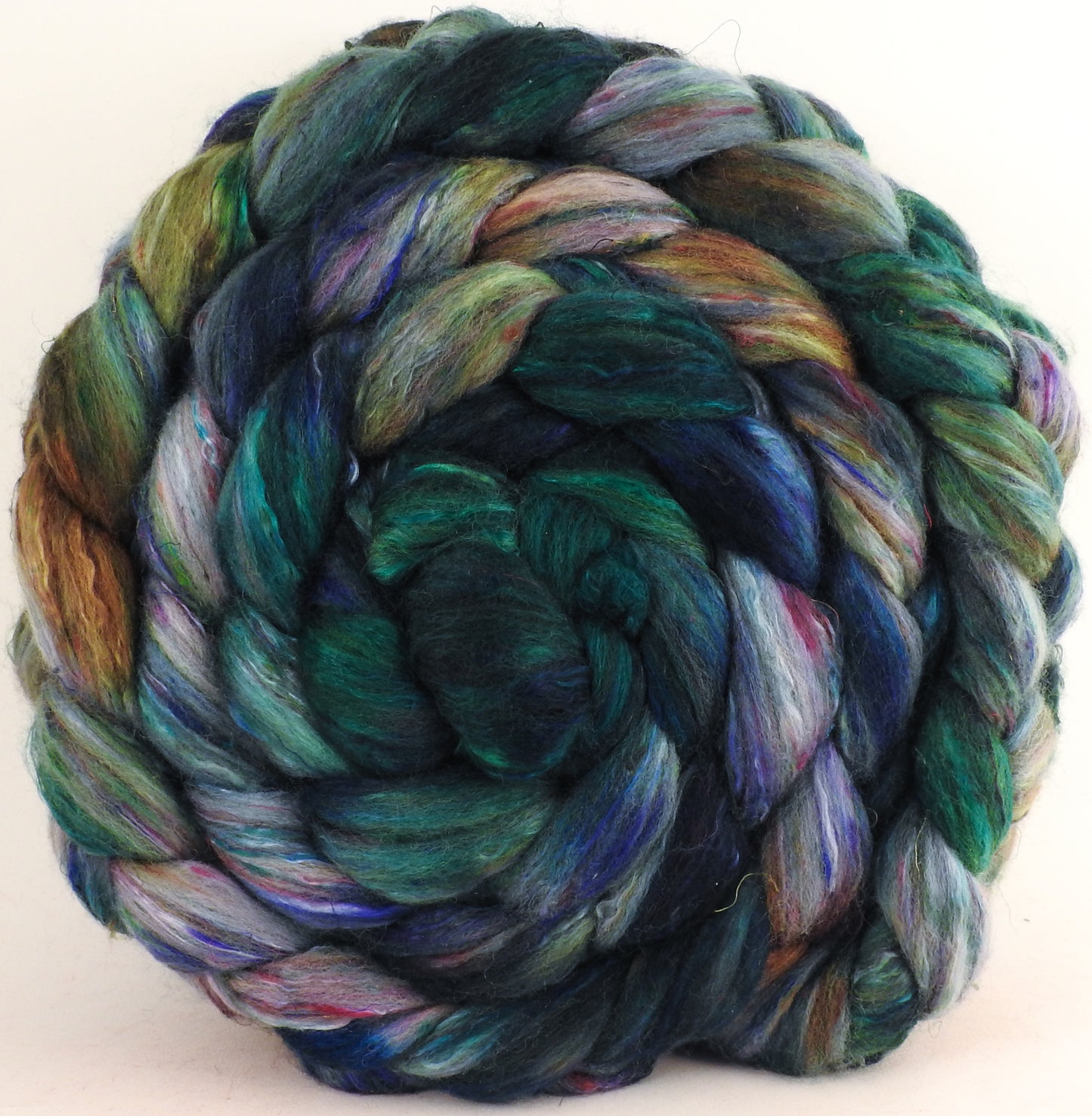 Batt in a Braid #39 - Singular 10 (5.6 oz) - Falkland Merino/ Mulberry Silk / Sari Silk (50/25/25) - Inglenook Fibers