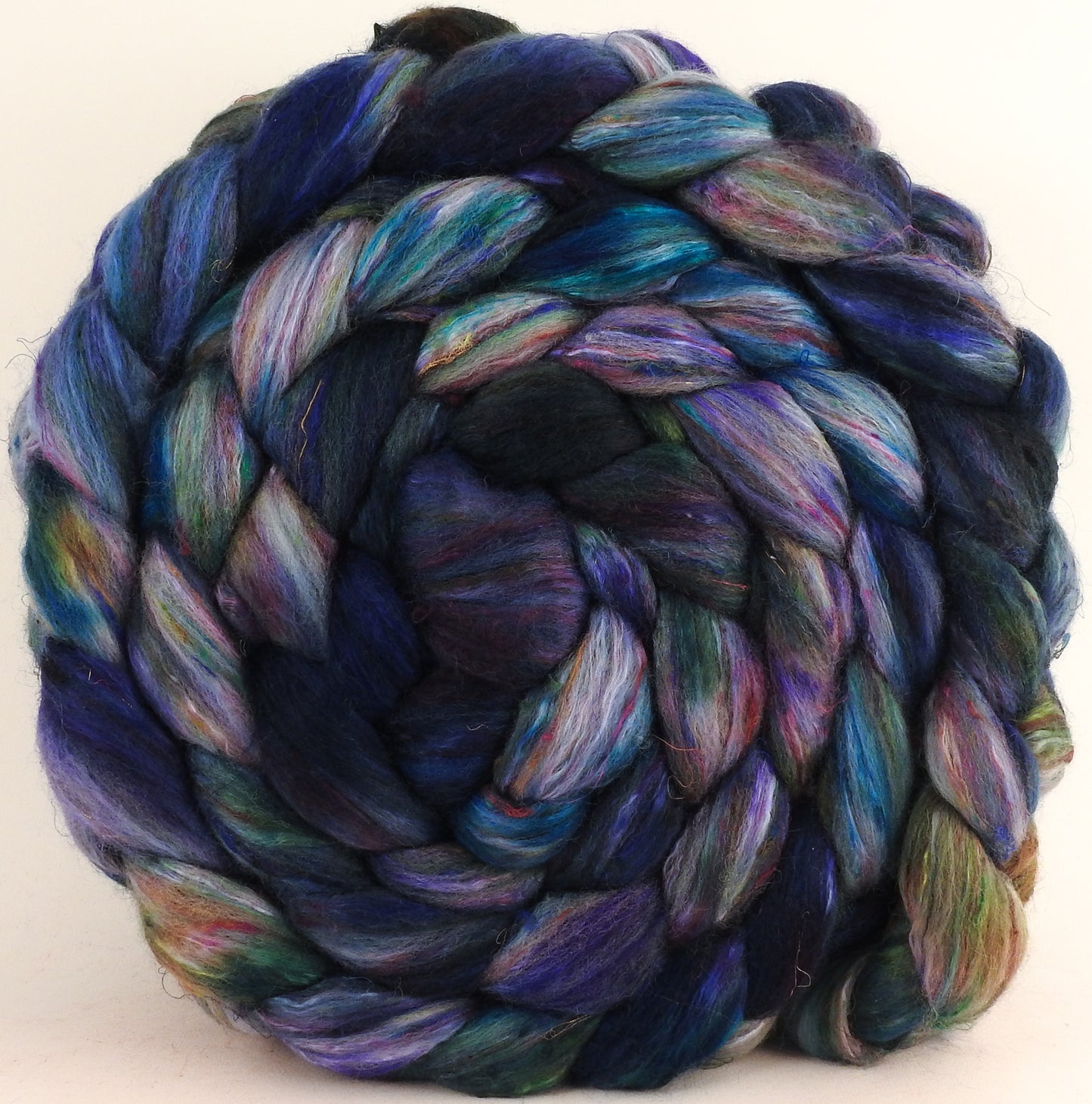 Batt in a Braid #39 - Singular 13 (5.8 oz) - Falkland Merino/ Mulberry Silk / Sari Silk (50/25/25) - Inglenook Fibers