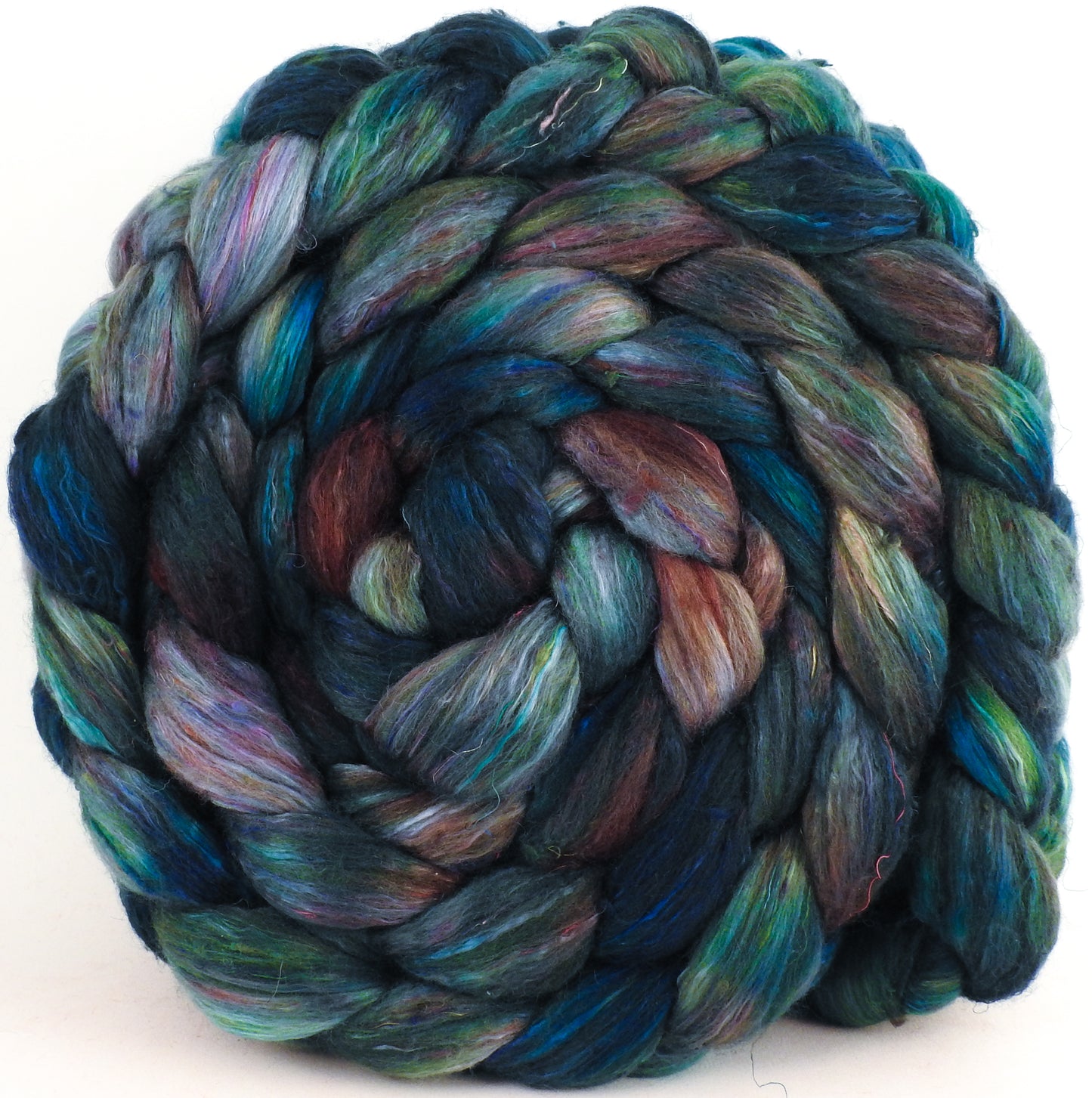 Batt in a Braid #39 - Singular 12 (5.7 oz) - Falkland Merino/ Mulberry Silk / Sari Silk (50/25/25) - Inglenook Fibers
