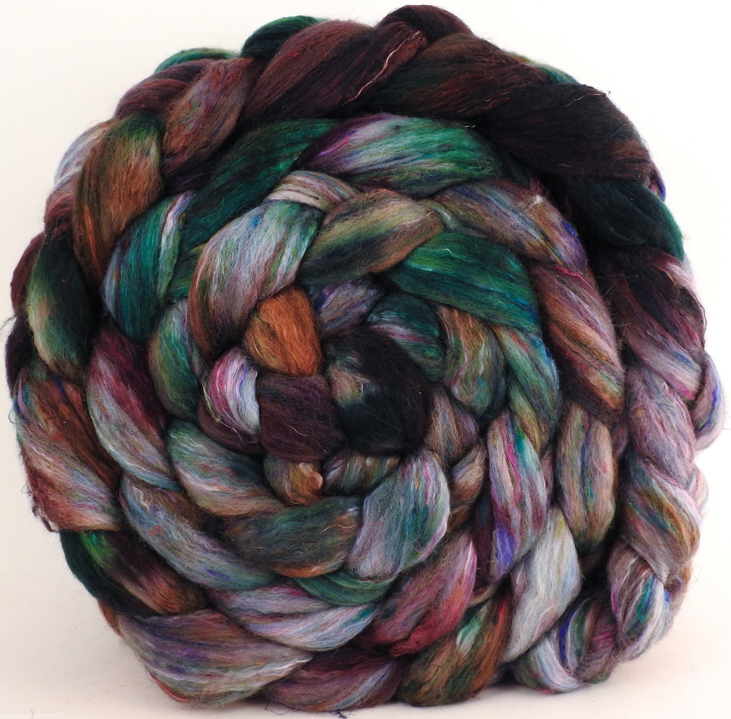 Batt in a Braid #39 - Singular 14 (5.8 oz) - Falkland Merino/ Mulberry Silk / Sari Silk (50/25/25) - Inglenook Fibers