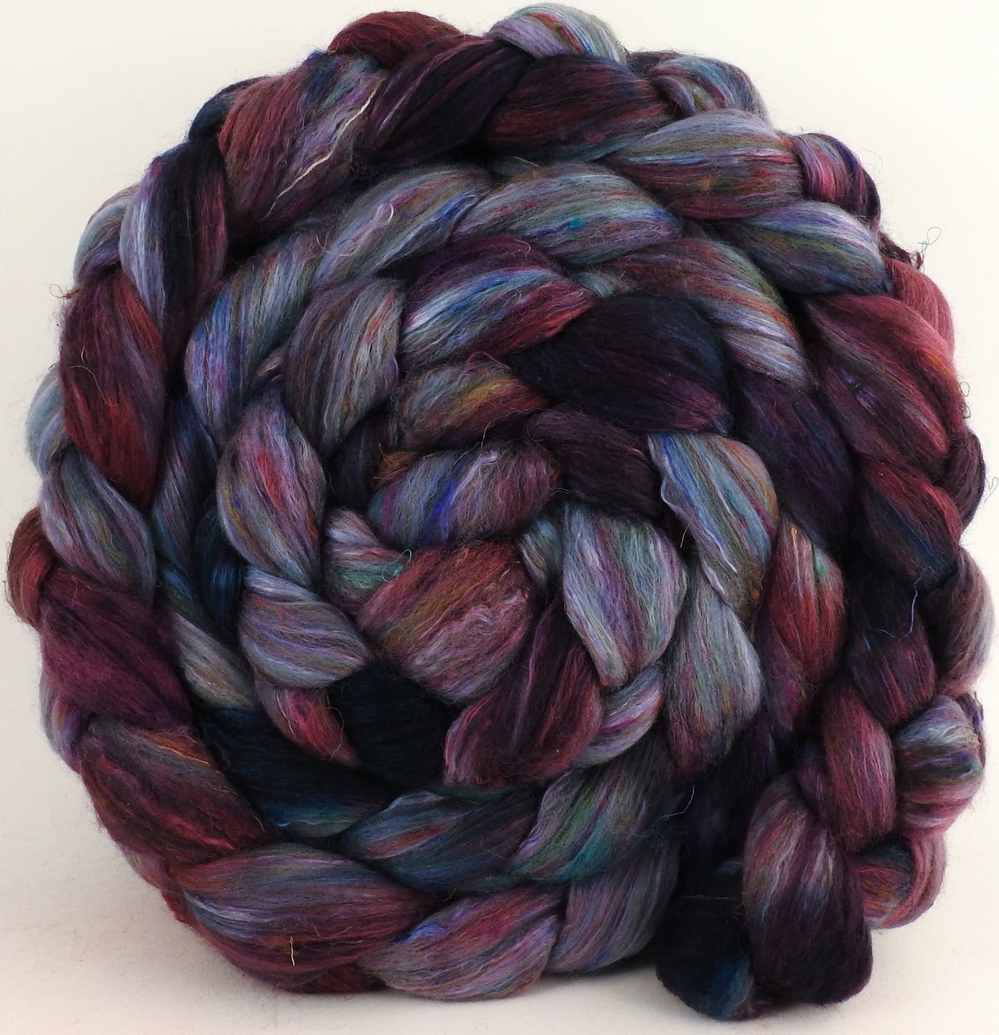 Batt in a Braid #39 - Singular 15 (5.7 oz) - Falkland Merino/ Mulberry Silk / Sari Silk (50/25/25) - Inglenook Fibers