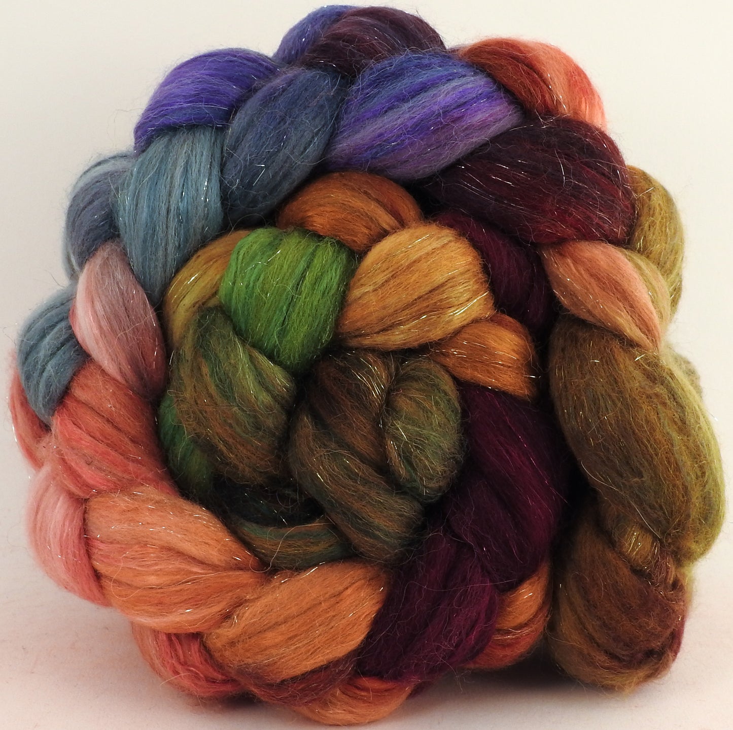 Batt in a Braid #41 - Bohemian - Llama / Merino ( 18 mic.)/ Mulberry silk/ Stellina (40/30/25/5) - Inglenook Fibers