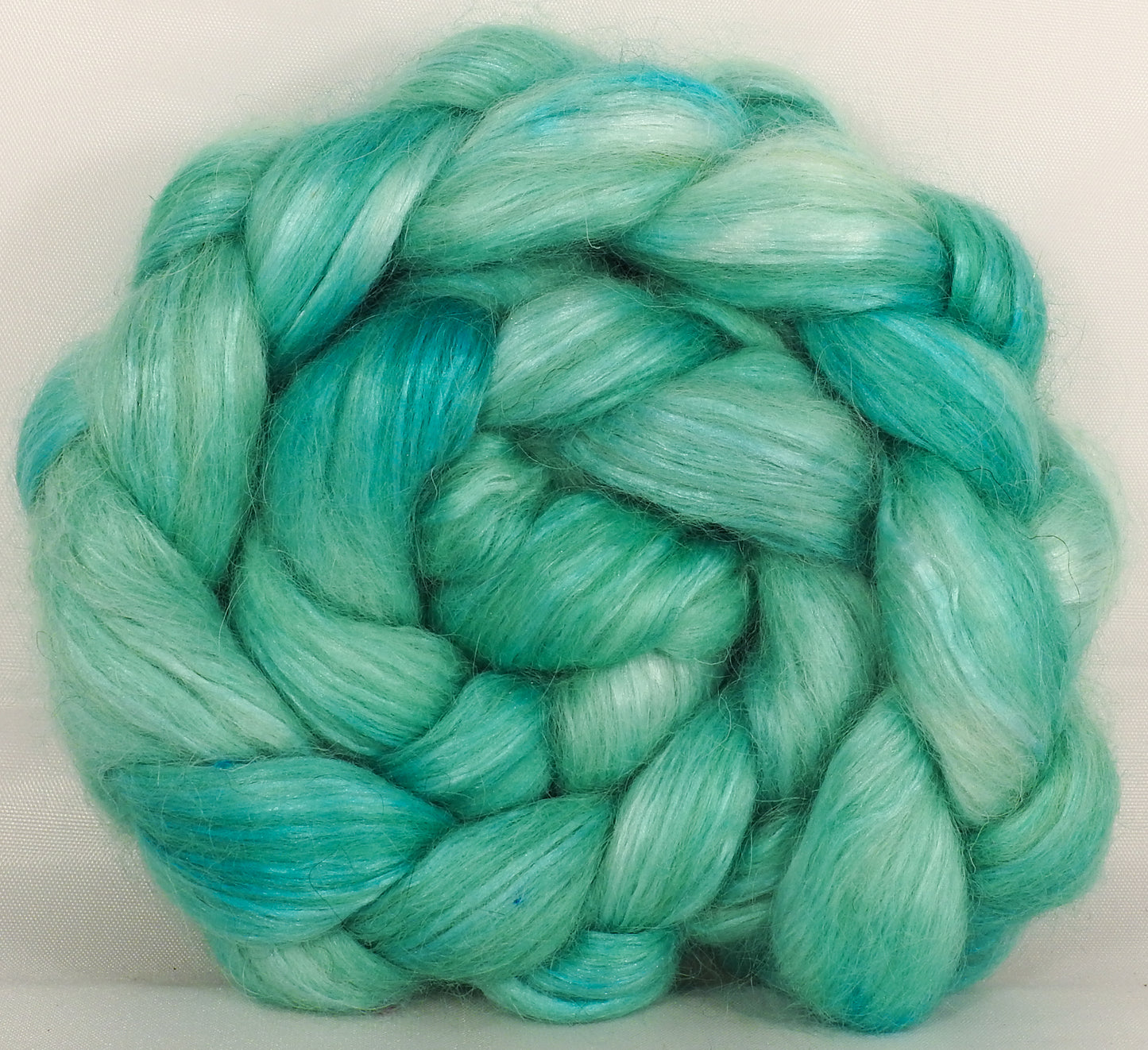 Wensleydale/ mulberry silk roving ( 65/35) -Verdigris - (5.3 oz.) - Inglenook Fibers
