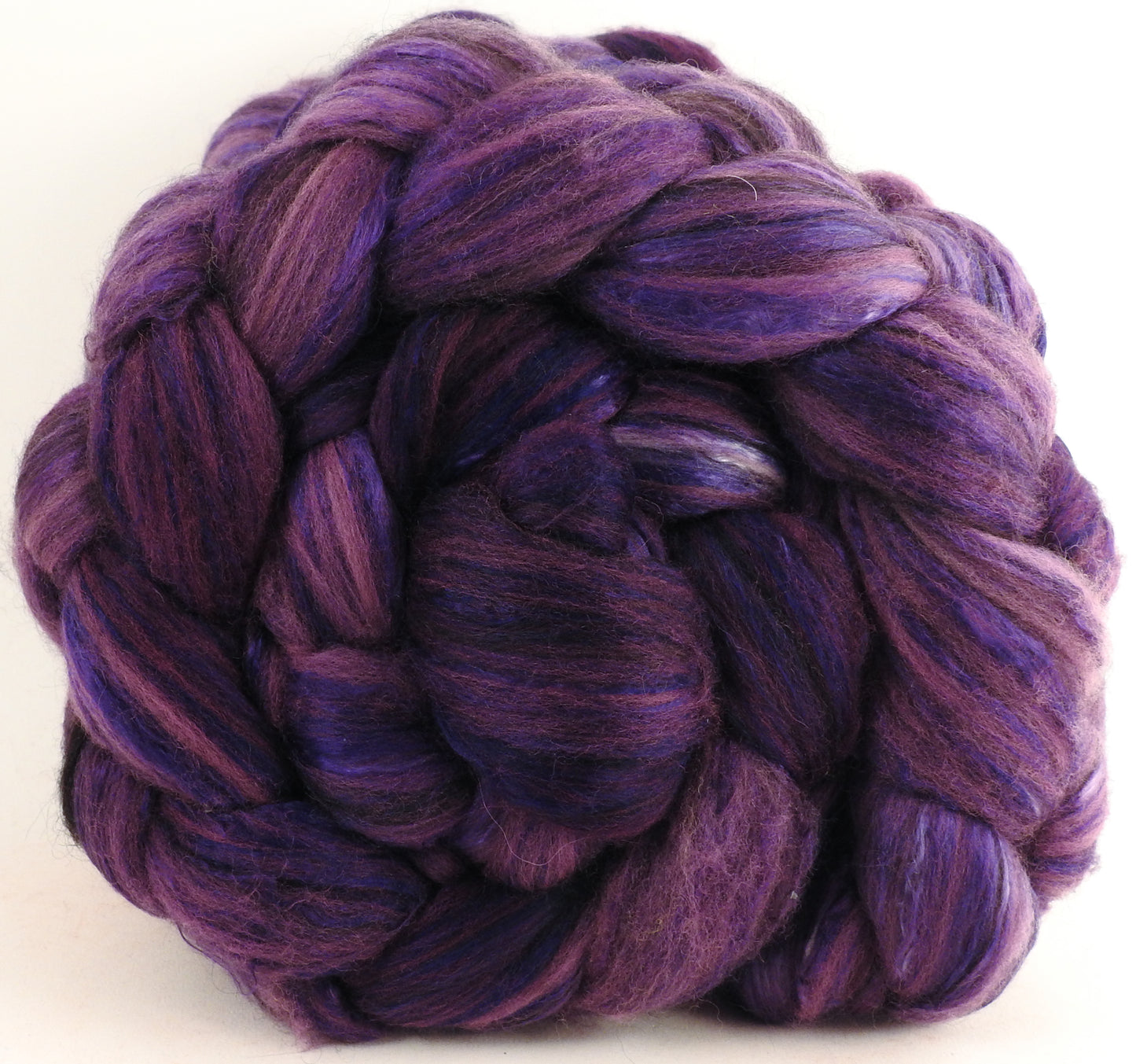 Batt in a Braid #9 - Purple Crayon -(5.4 oz.) Superfine Merino/ Mulberry Silk / Black Alpaca (50/40/10) - Inglenook Fibers