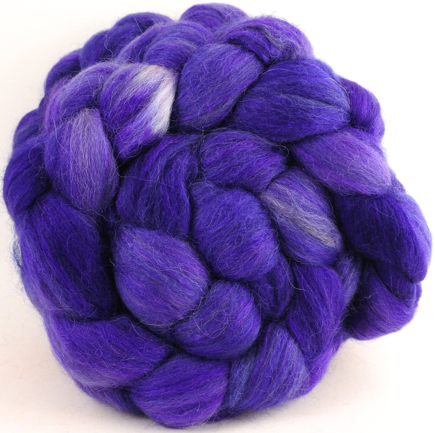Batt in a Braid #1 - Bilberry -(5.8 oz.) Falkland/ Grey Baby Alpaca/ Tussah Silk/ Firestar (40/25/25/10) - Inglenook Fibers
